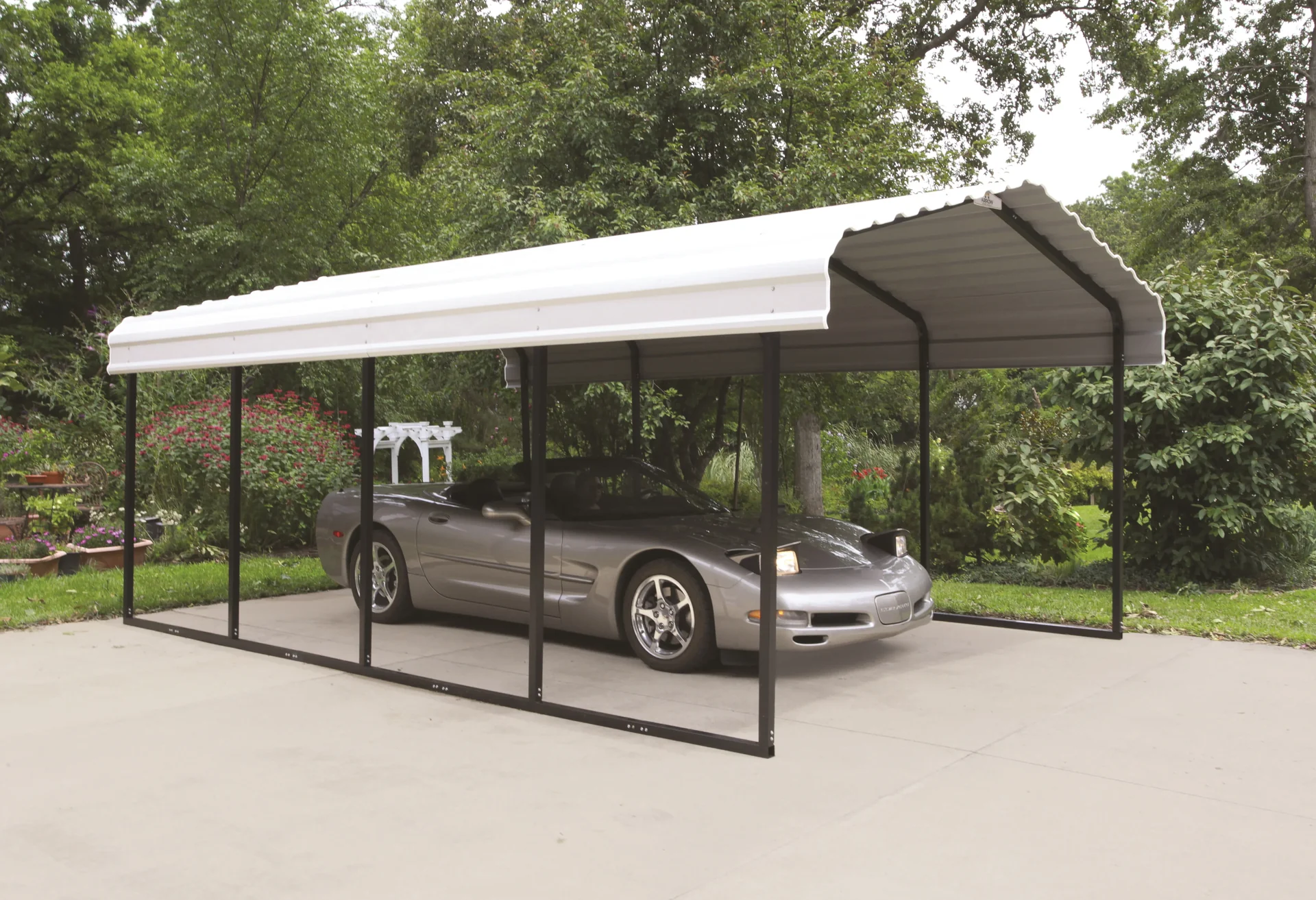 Stahlcarport Neapel 602 x 370 cm, schwarz-gau - 8
