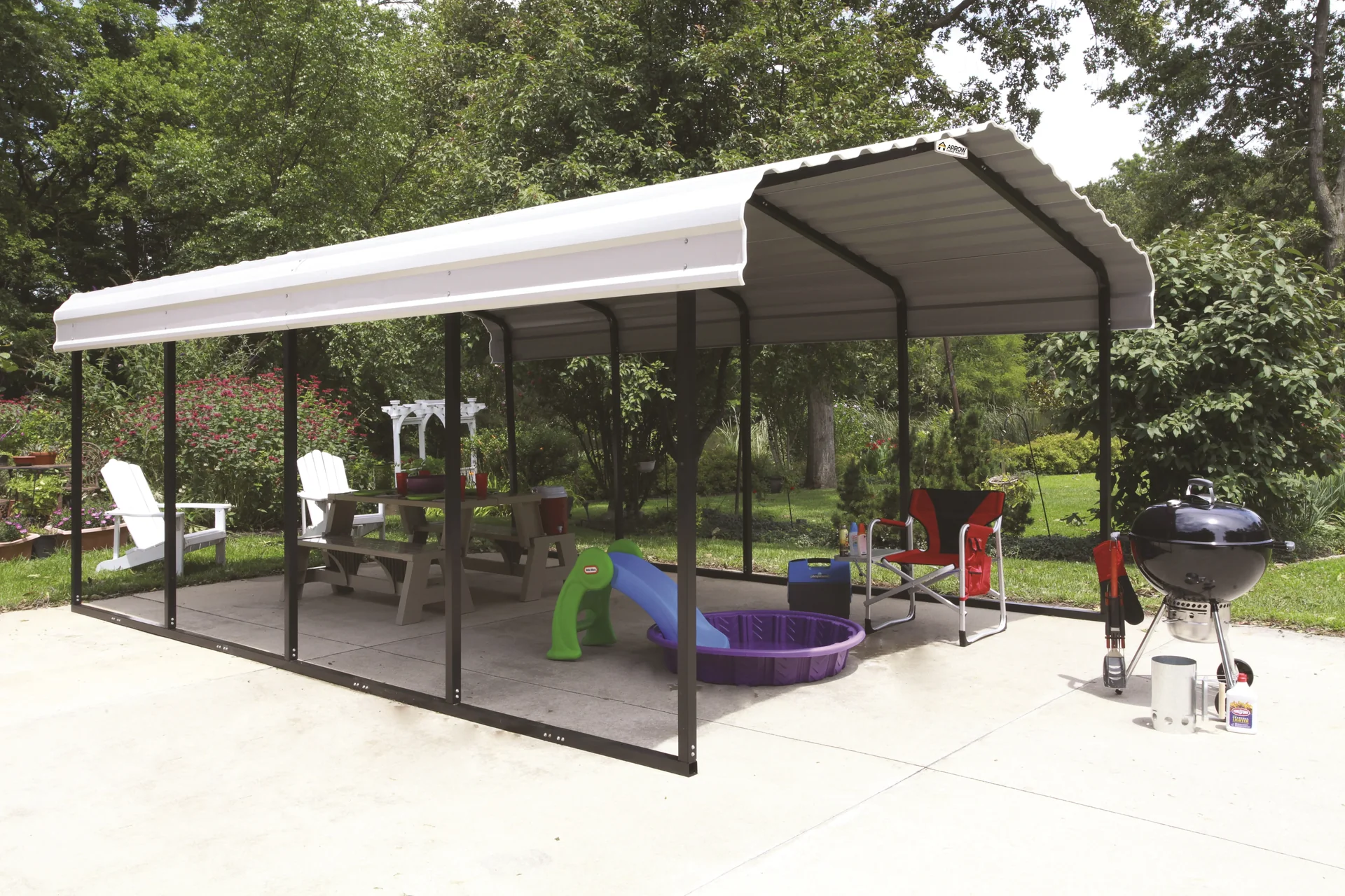 Stahlcarport Neapel 602 x 370 cm, schwarz-gau - 9