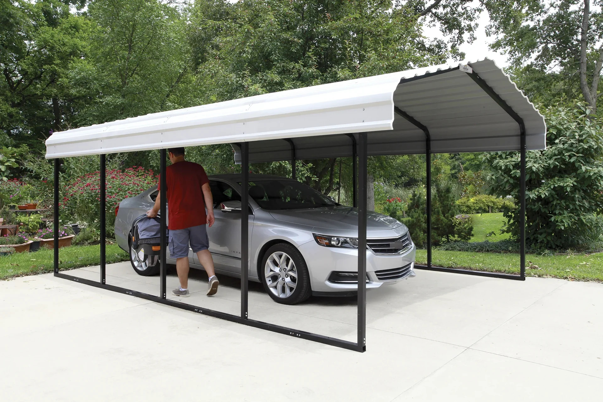 Stahlcarport Neapel 602 x 370 cm, schwarz-gau - 11