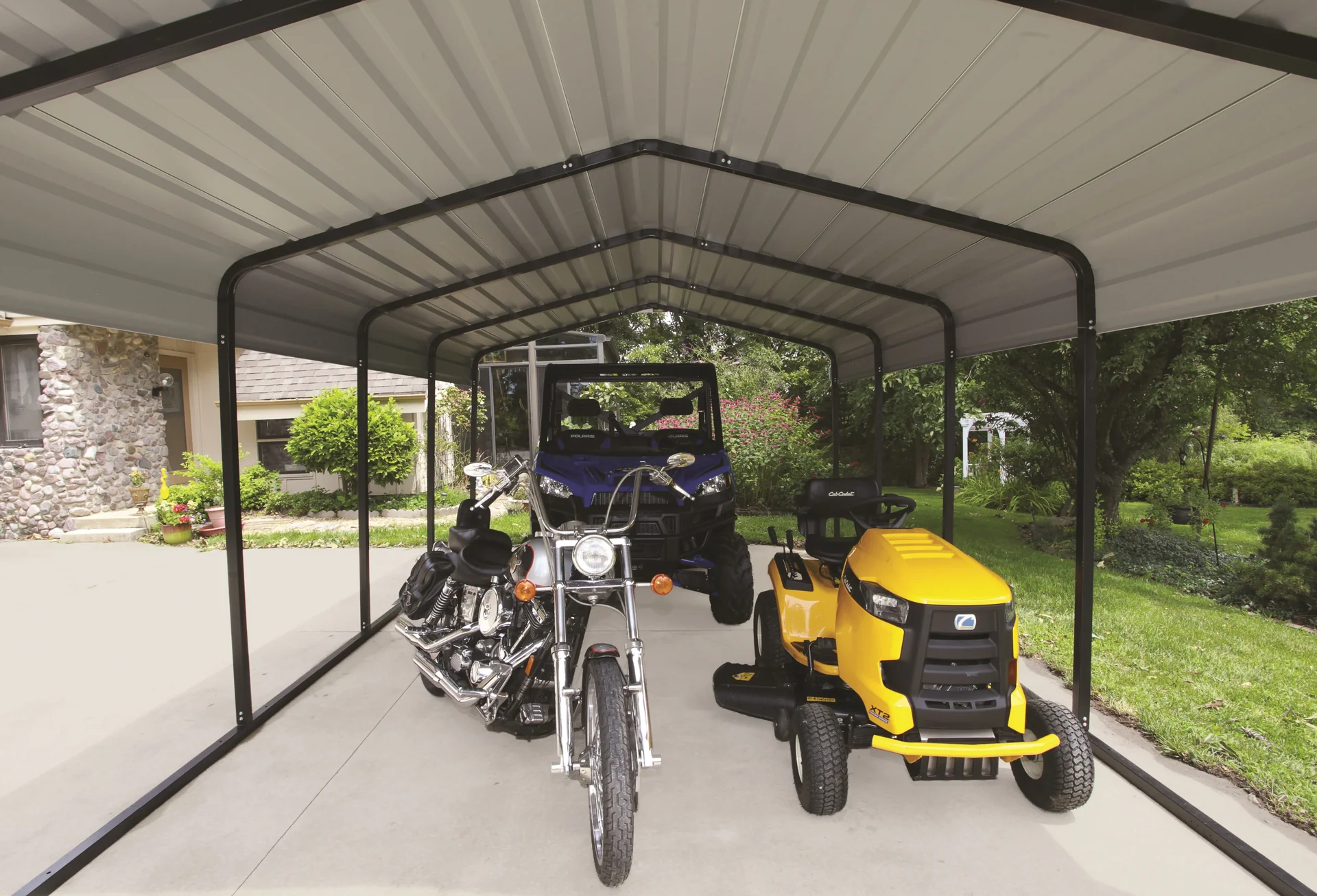 Stahlcarport Neapel 602 x 370 cm, schwarz-gau - 12