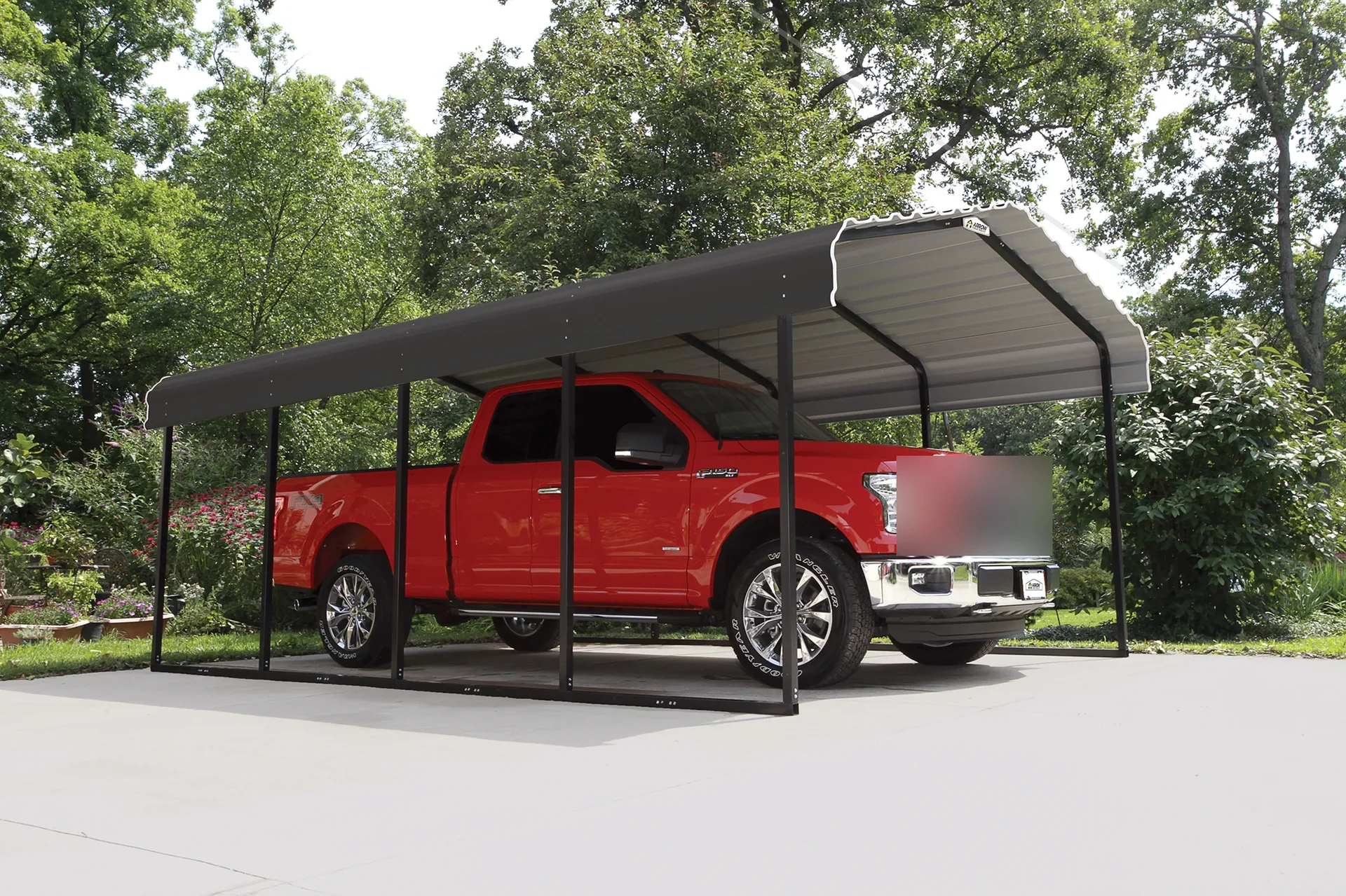 Stahlcarport Rom 602 x 370 cm , charcoal-grau - 2