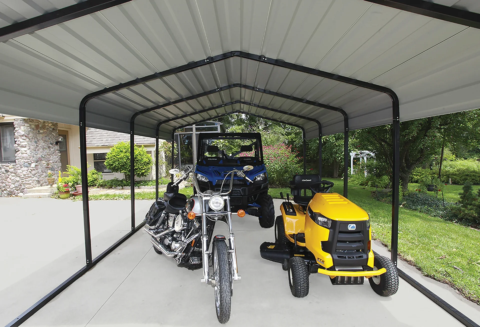 Stahlcarport Rom 602 x 370 cm , charcoal-grau - 5