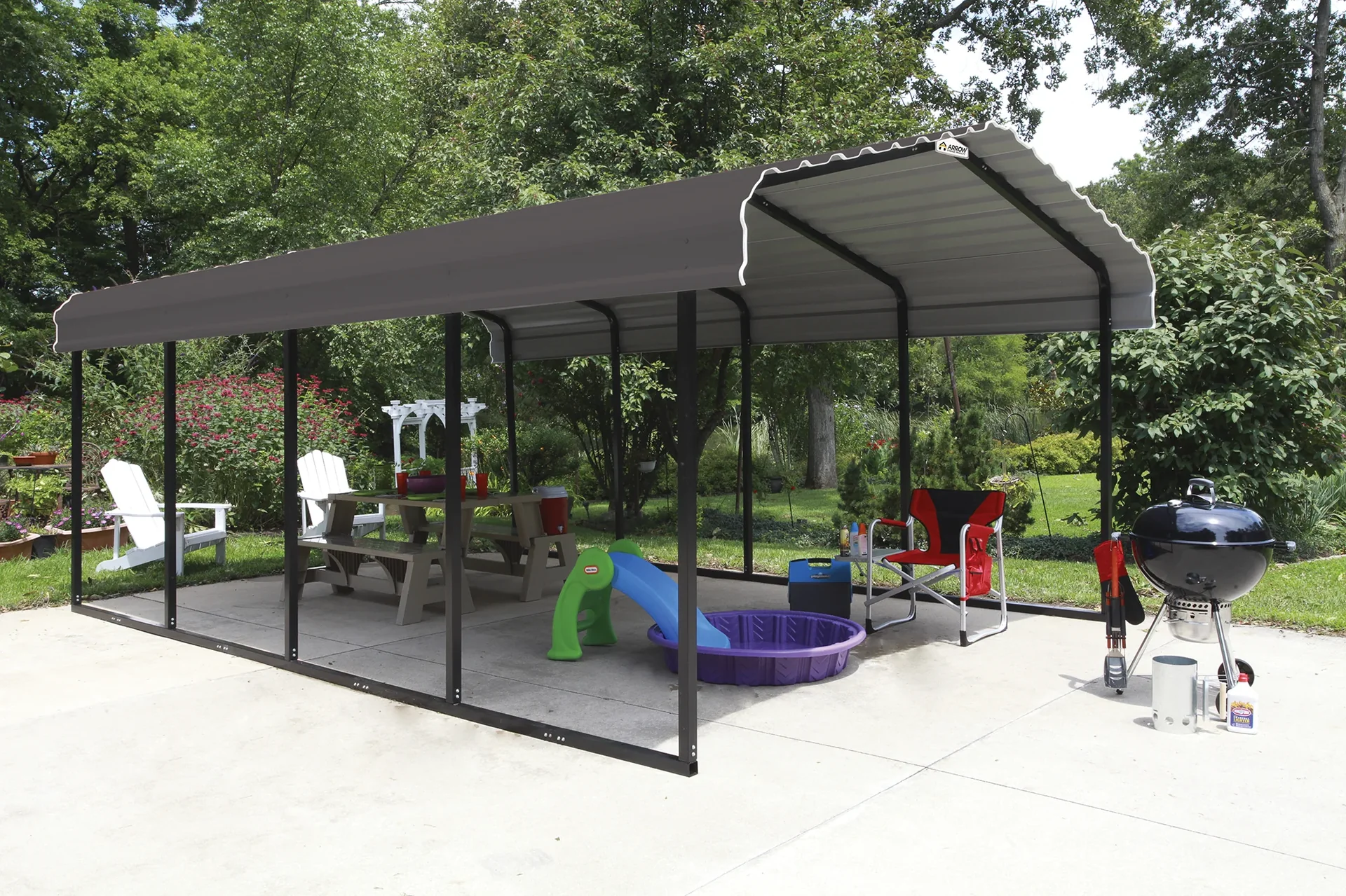 Stahlcarport Rom 602 x 370 cm , charcoal-grau - 6