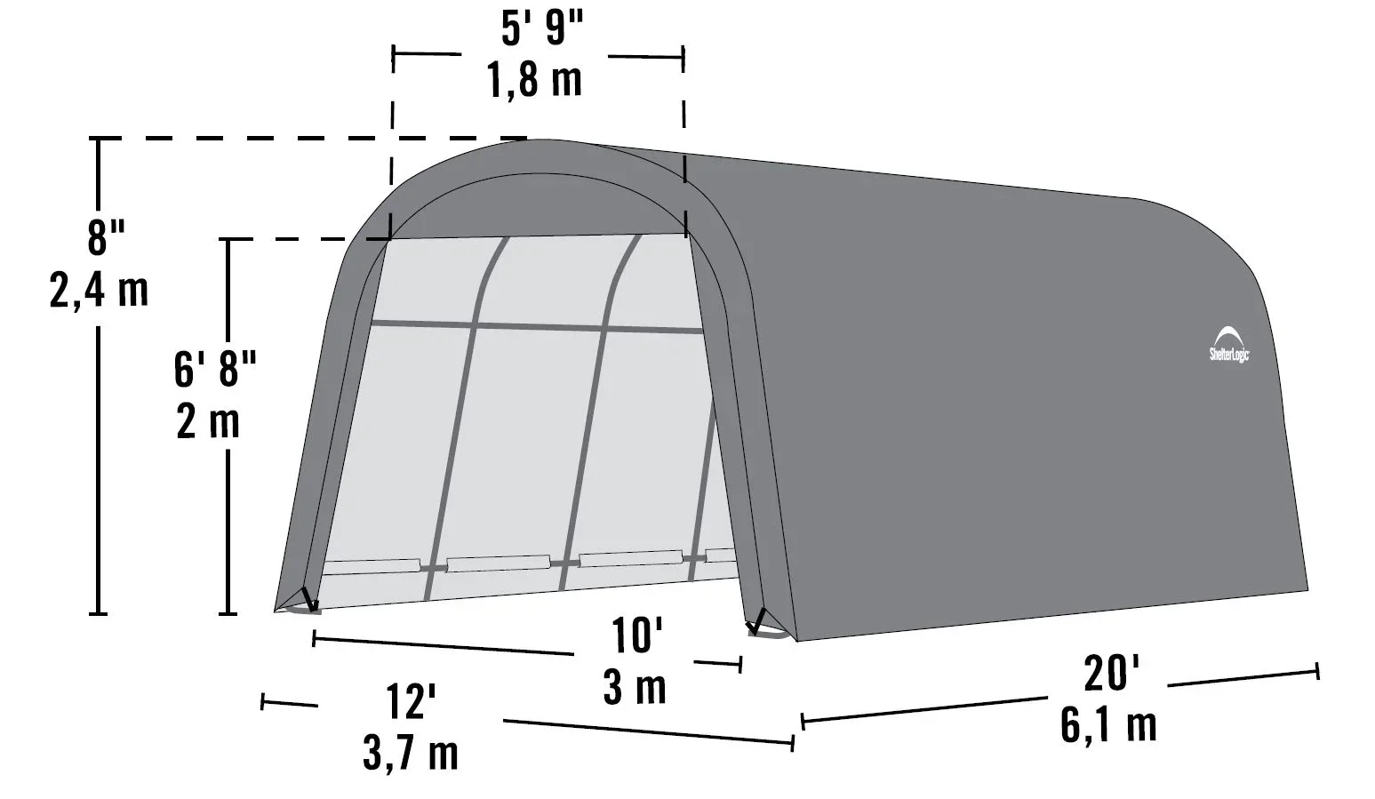 Foliengarage grau 22,57 m², grau - 0