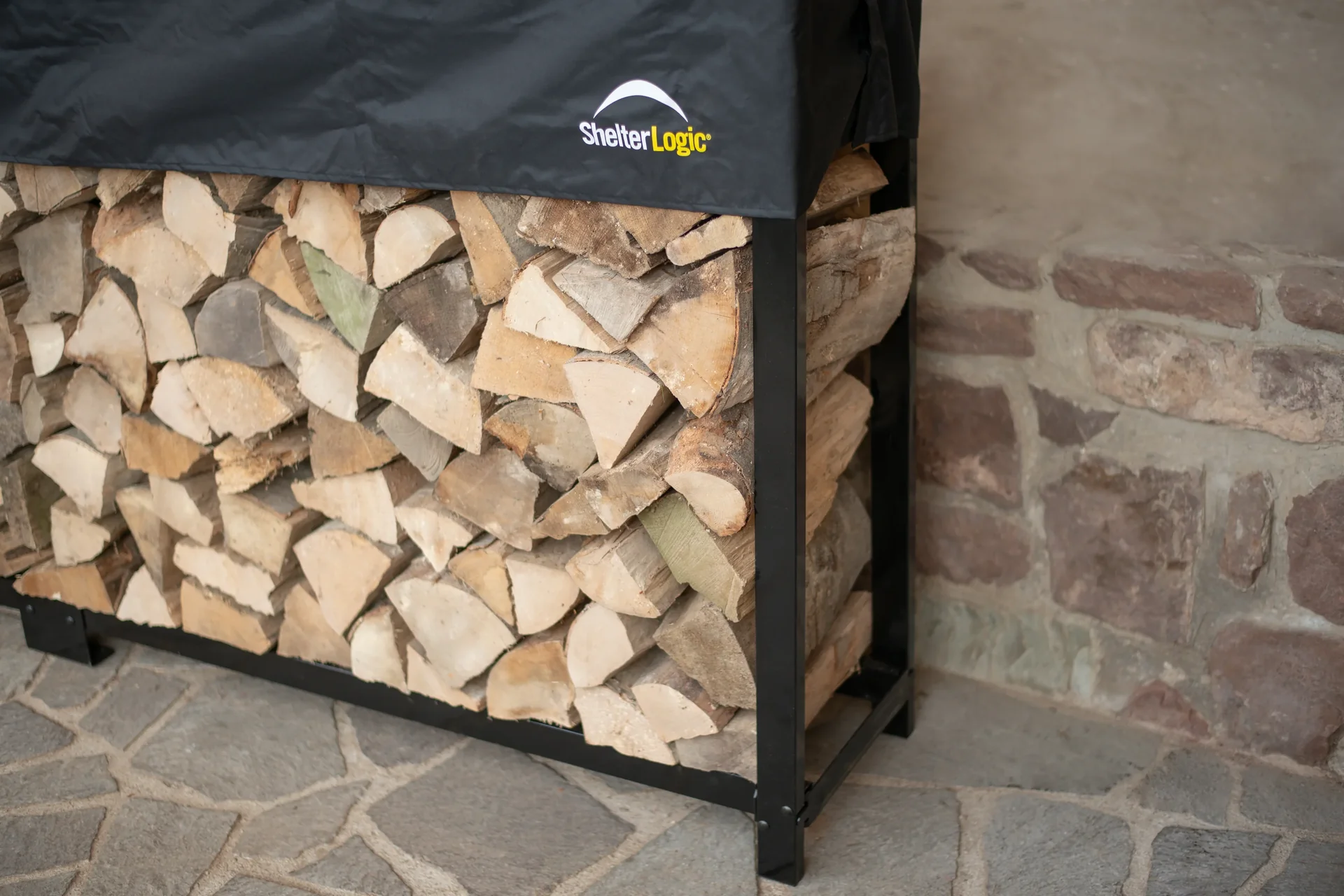 Kaminholzregal 240 cm mit Cover, Traglast 2.000 kg - 1