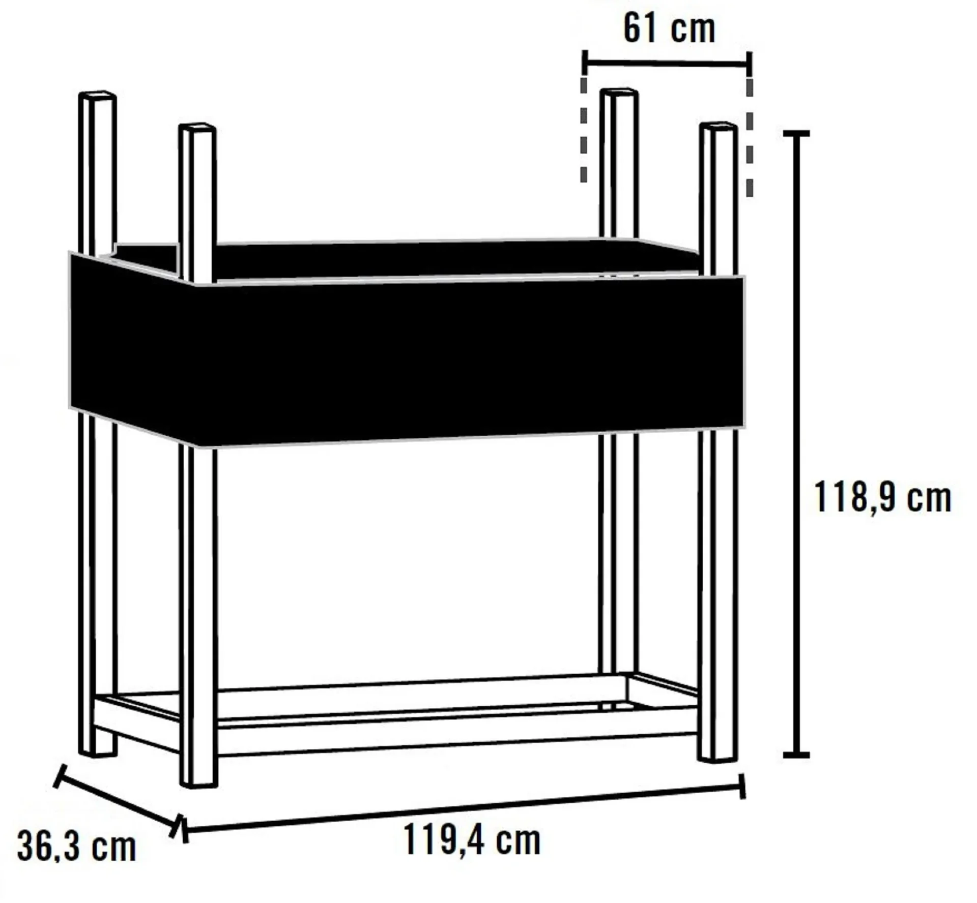 Kaminholzregal 120 cm mit Cover, Traglast 1.000 kg - 6