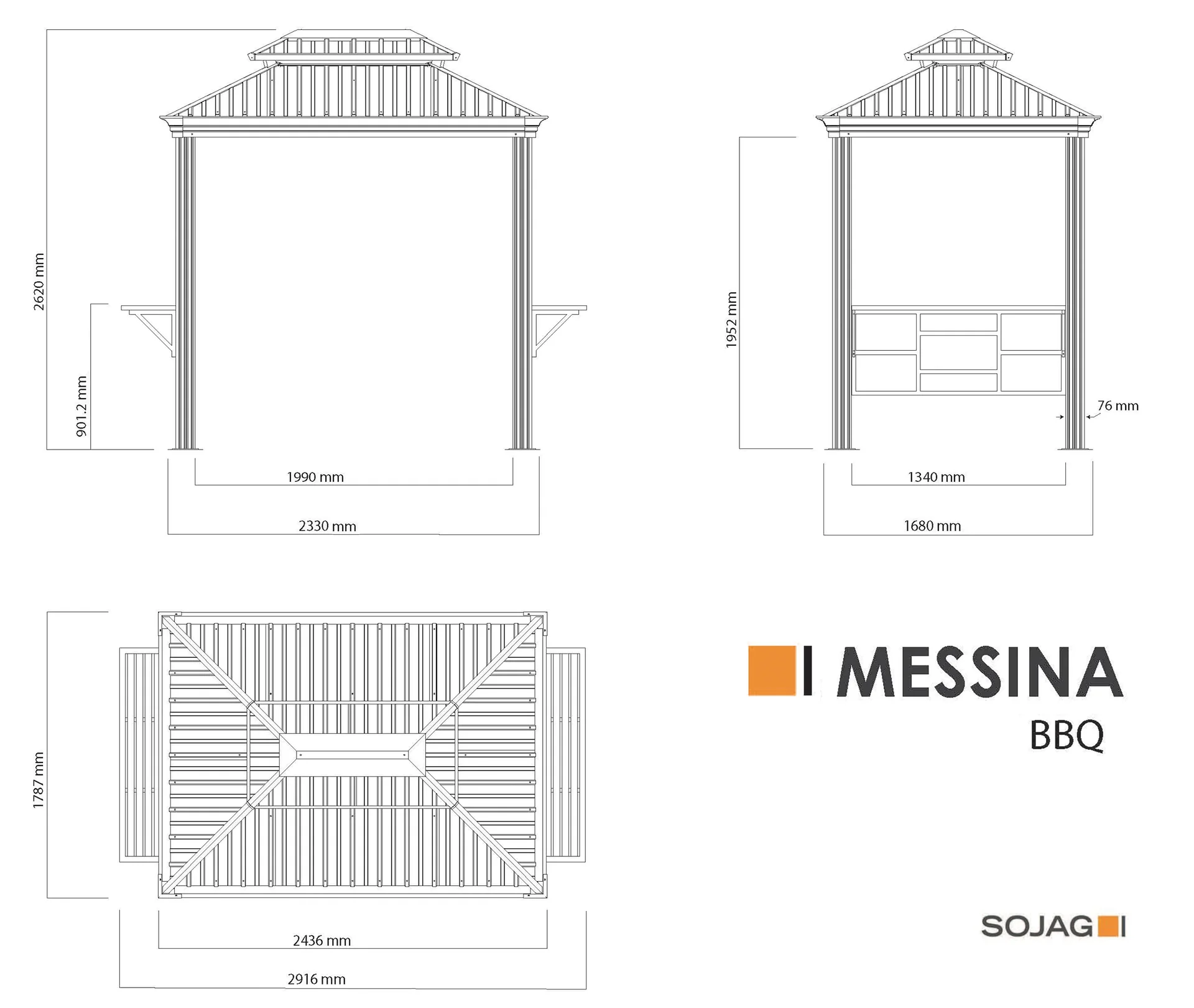 Pavillon Messina BBQ 6x8 - 8
