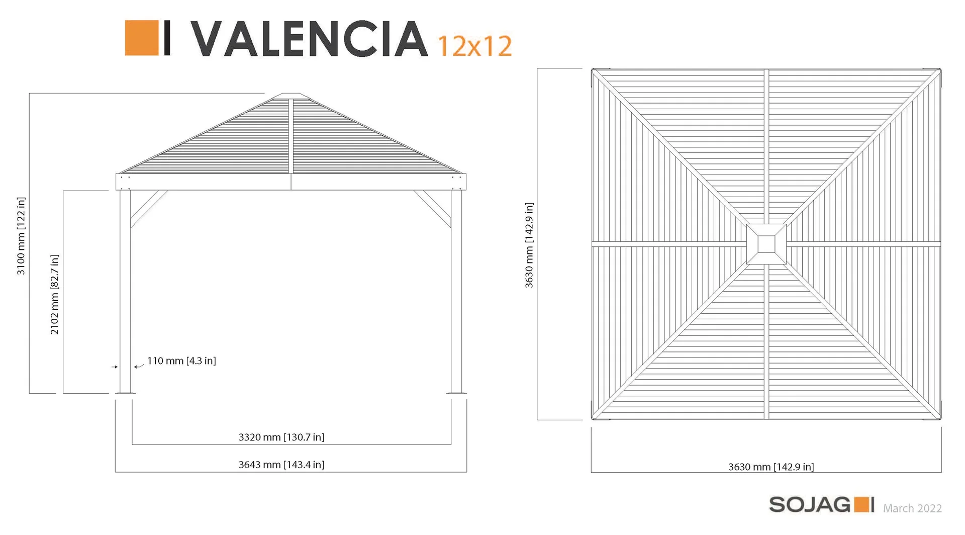 Pavillon Valencia 12x12 Holz-Edition - 4