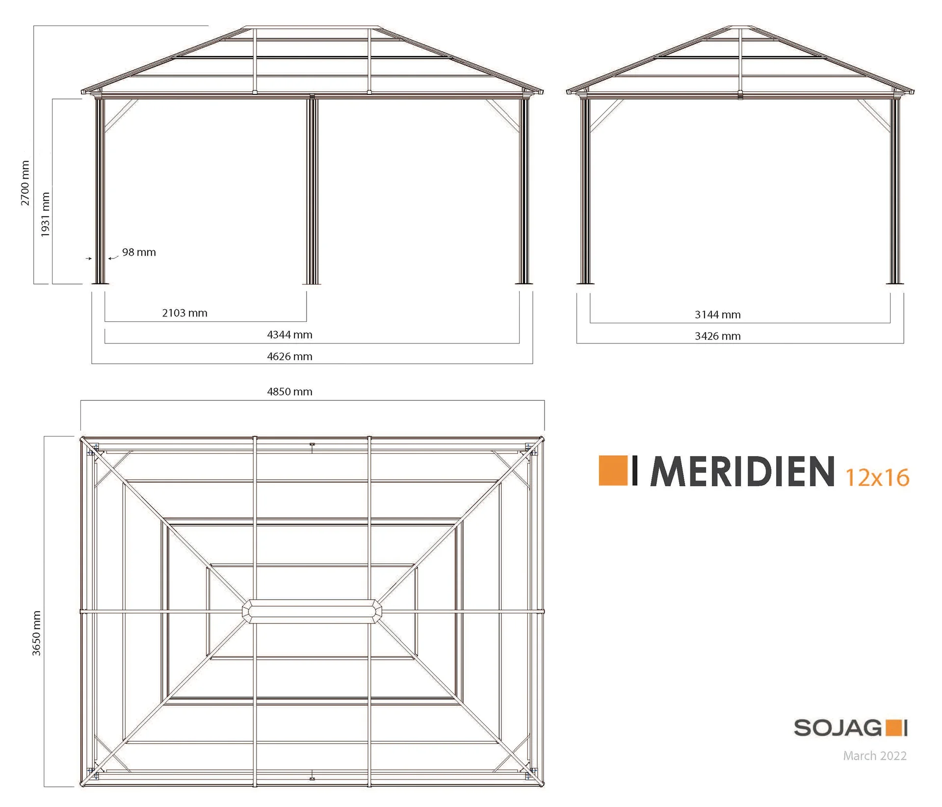 Vorhang-Set passend zum Pavillon Meridien 12x16 - 3