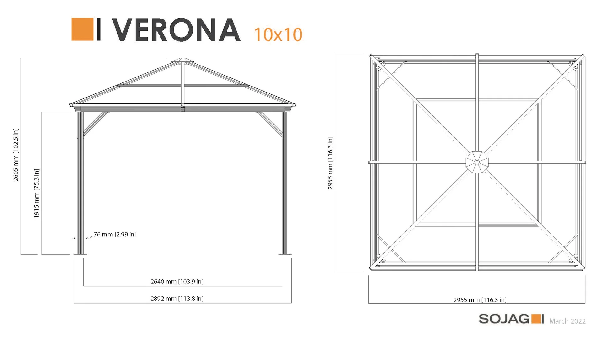 Vorhang-Set passend zum Pavillon Verona 10x10 - 2