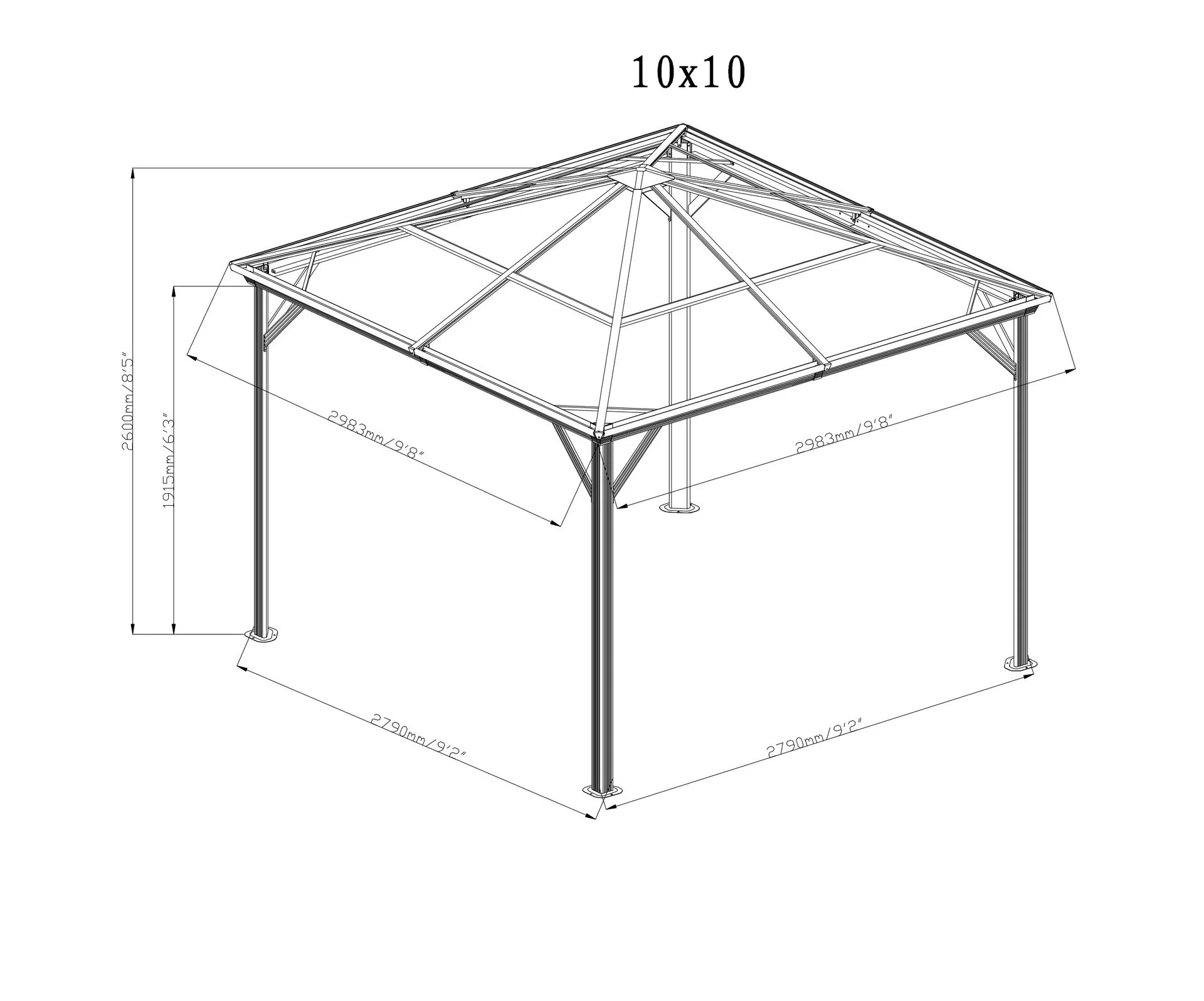 Vorhang-Set passend zum Pavillon Verona 10x10 - 10