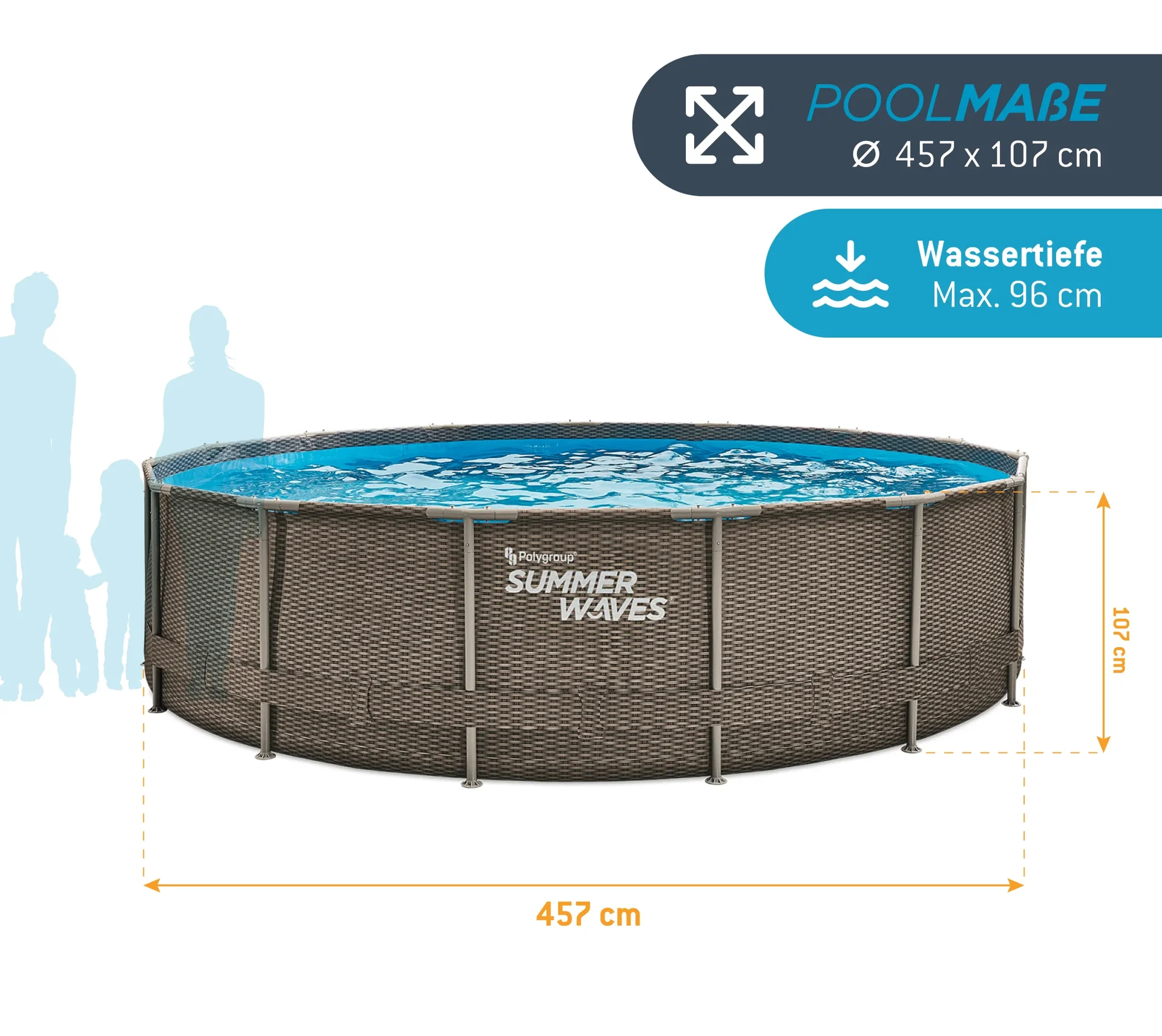 Pool Active Frame 457 x 107 cm, Rattan Braun - 6