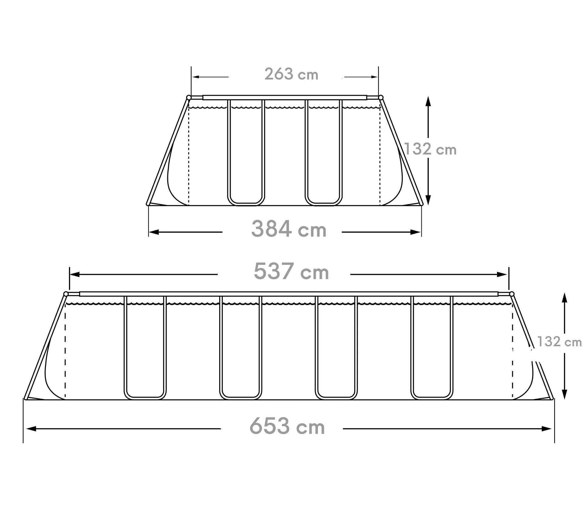 Pool Elite 549 x 274 x 132 cm, anthrazit - 2