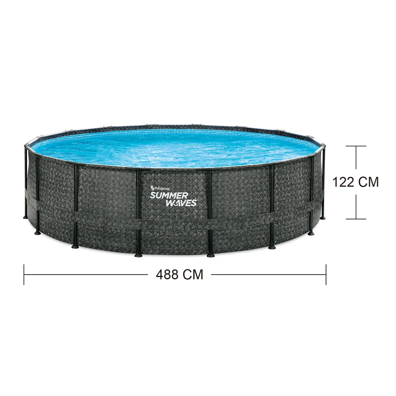 Pool Elite 488 x 122 cm, Rattan Grau - 10