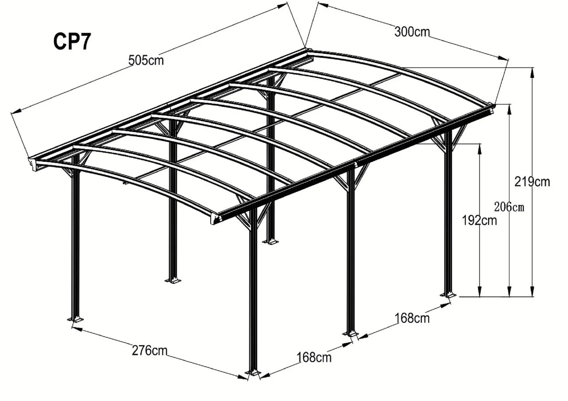 Carport Rundbogen 15 m - 1