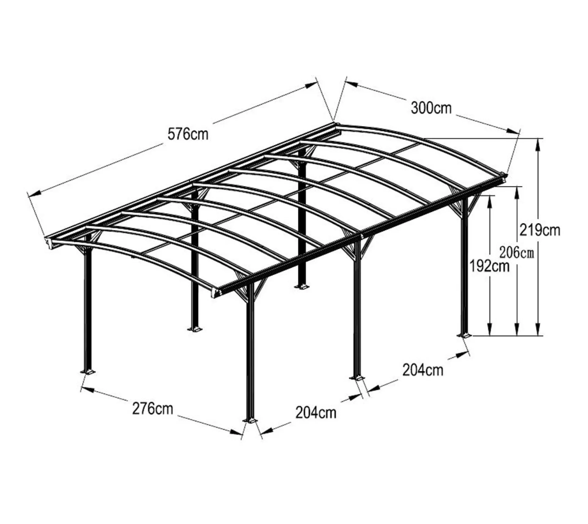 Carport Rundbogen 17 m - 2
