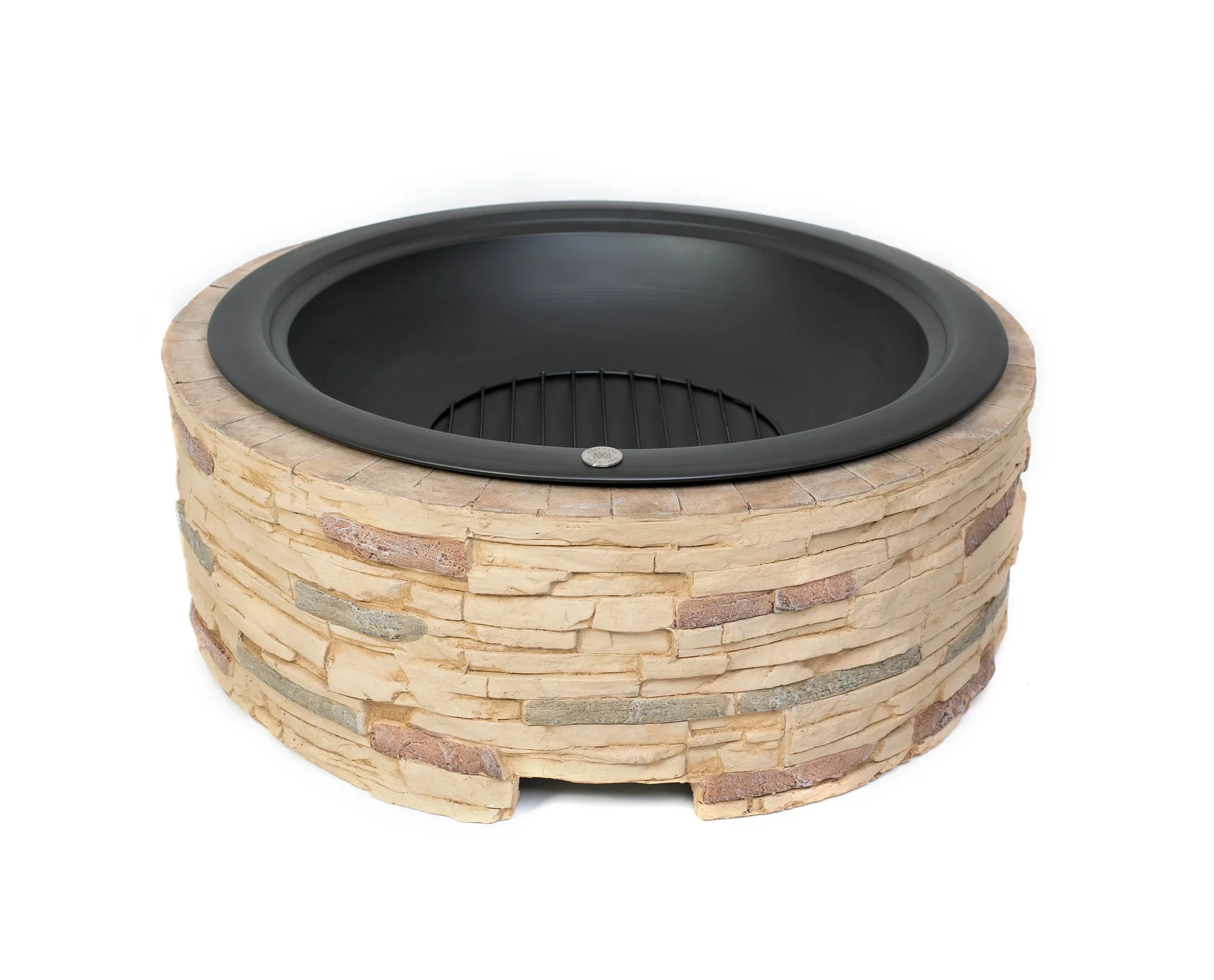 Feuerstelle Steinoptik mit Abfanggitter - 1