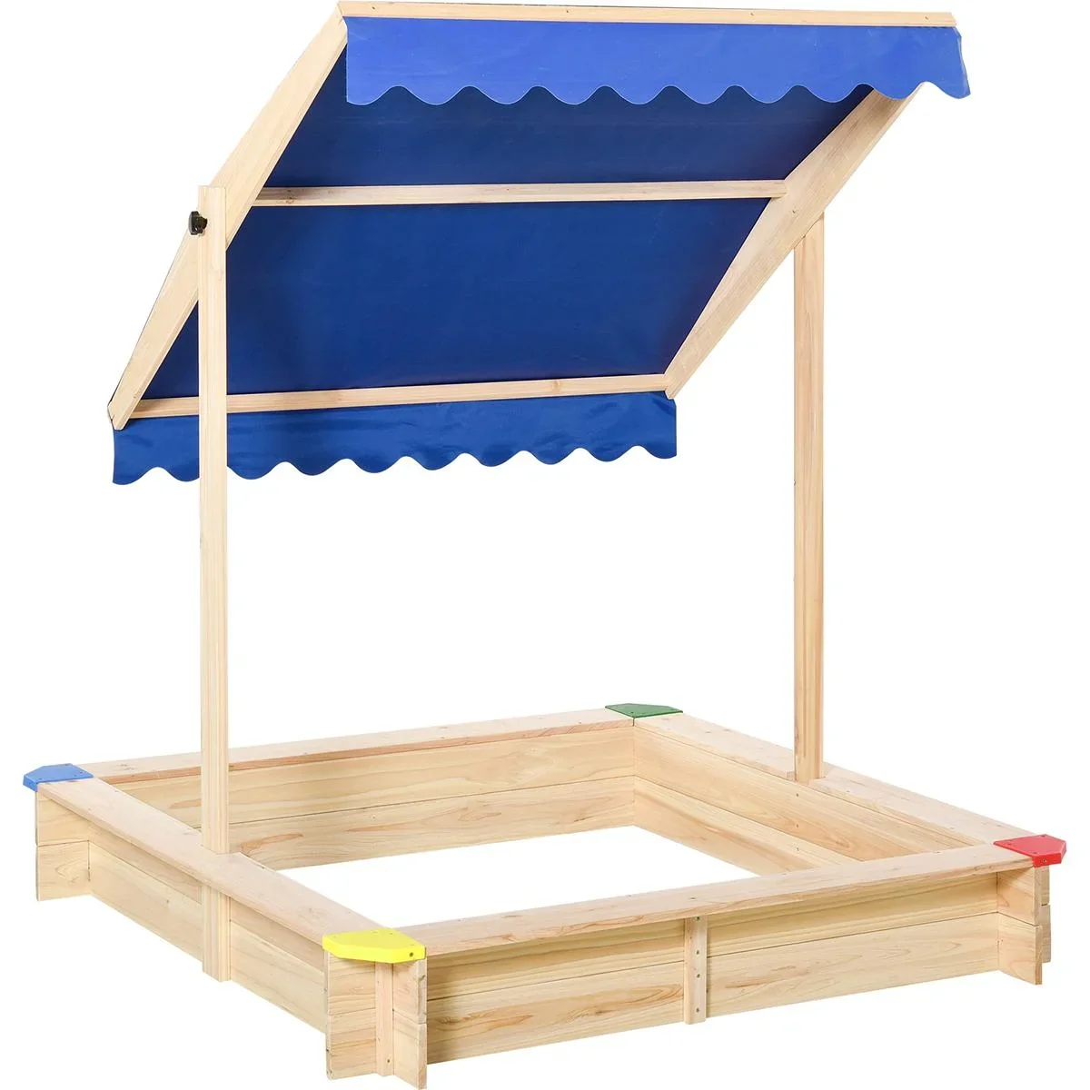 Sandkiste mit verstellbarem Dach naur, blau - 0