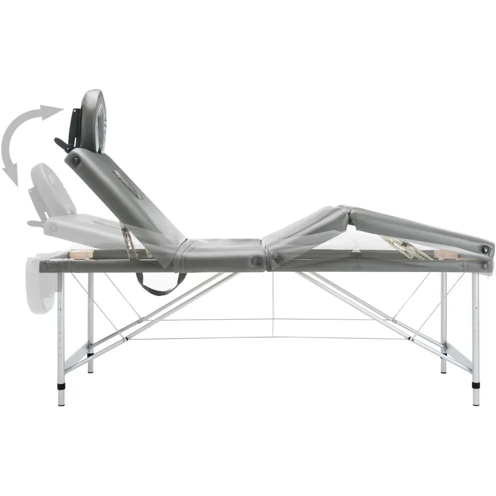 Massageliege mit 4 Zonen 186x68 cm Aluminiumrahmen anthrazit - 3