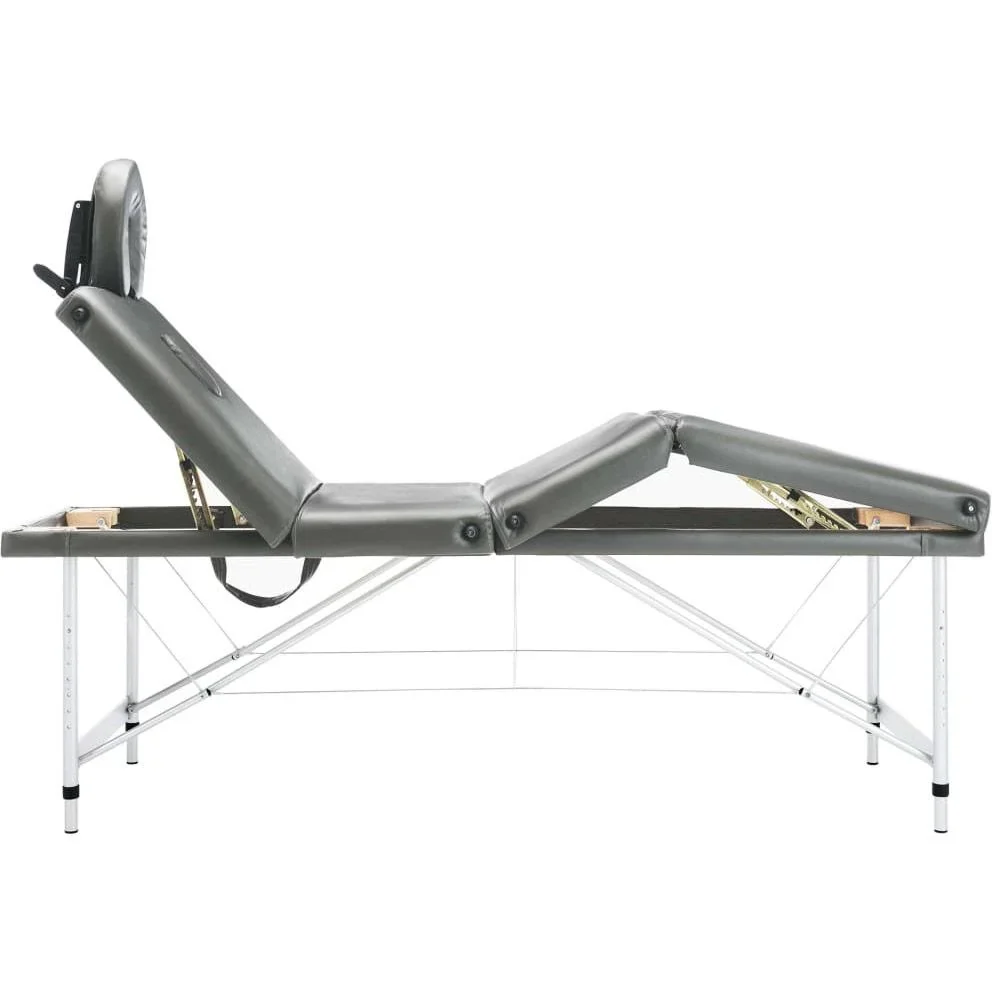 Massageliege mit 4 Zonen 186x68 cm Aluminiumrahmen anthrazit - 4