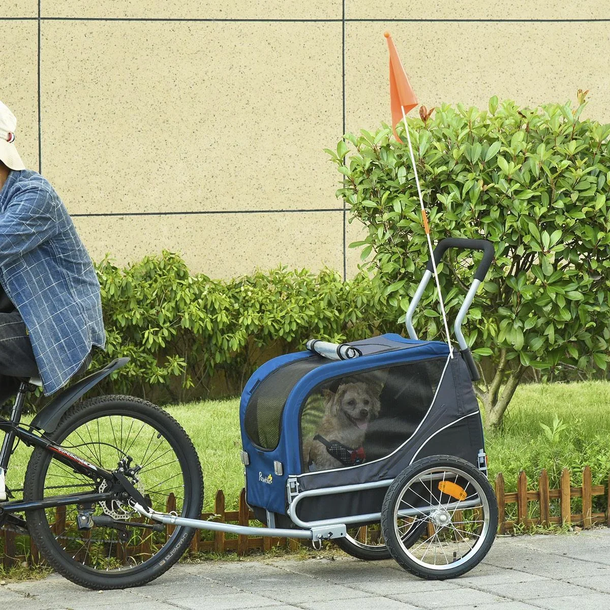 2-in-1 Hundeanhänger Haustier Fahrradanhänger Hundetransporter Hunde Fahrrad Anhänger Oxfordstoff Atmungsaktiv Metall Ox - 2