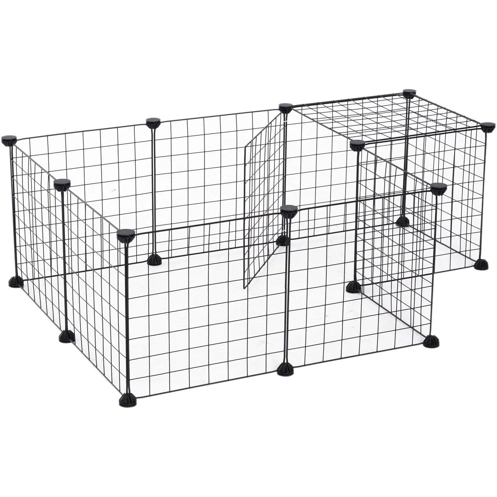 Laufstall Laufgehege Kleintierkäfig Metallgitter Freigehege flexibel umformbar Schwarz 106 x 73 x 36 cm - 1