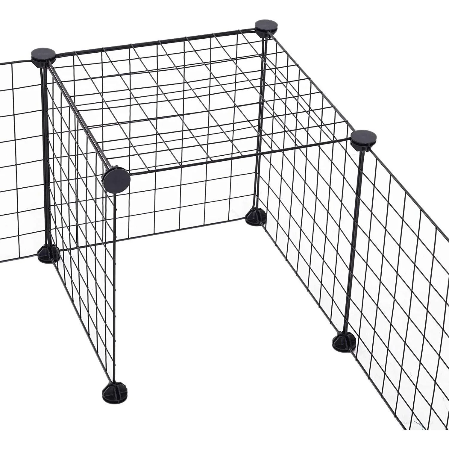 Laufstall Laufgehege Kleintierkäfig Metallgitter Freigehege flexibel umformbar Schwarz 106 x 73 x 36 cm - 4