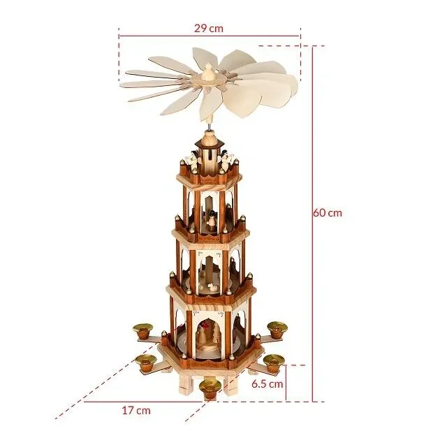 Weihnachtspyramide XL klassisches Holzdesign - 0