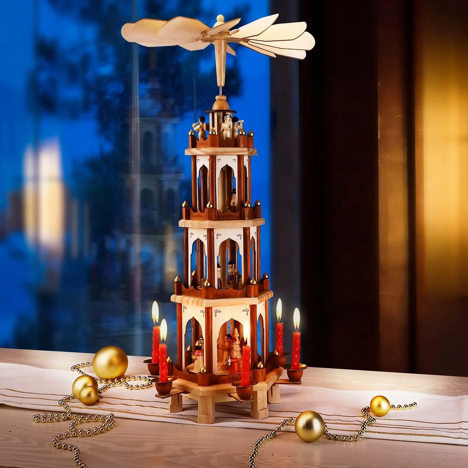 Weihnachtspyramide XL klassisches Holzdesign - 2