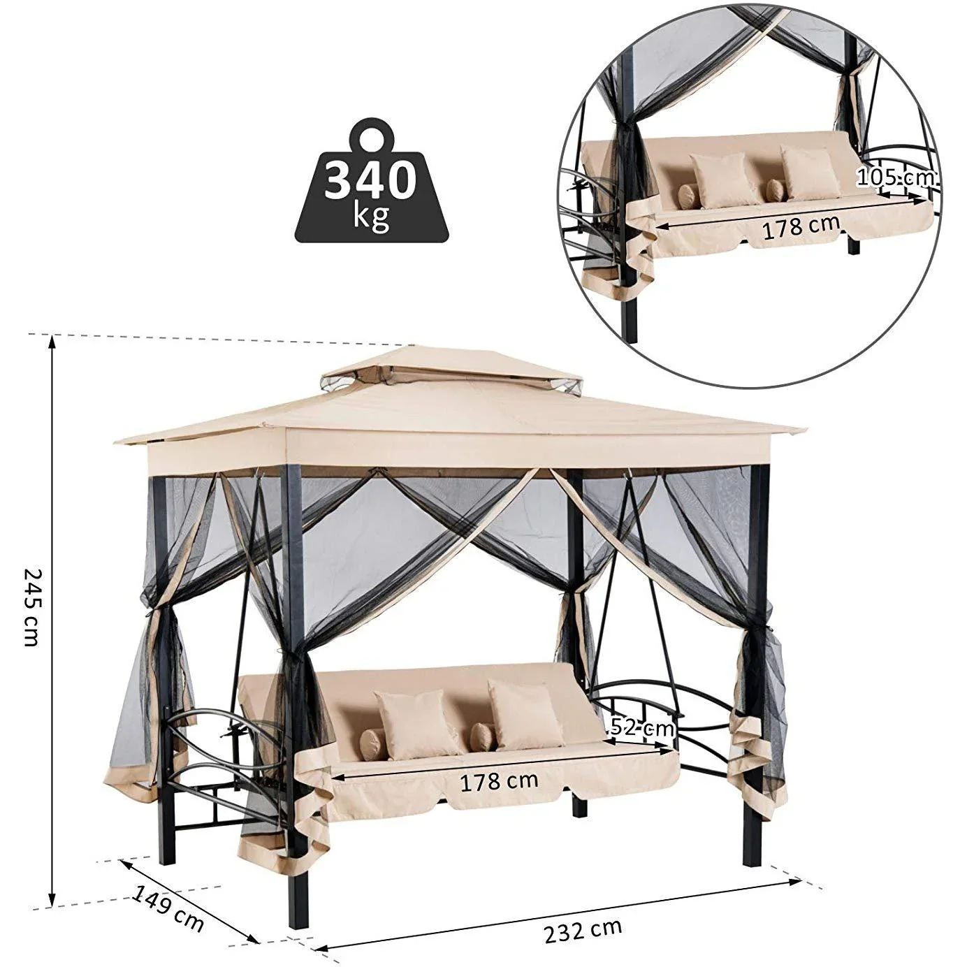 Gartenschaukel mit Seitenwänden - 3