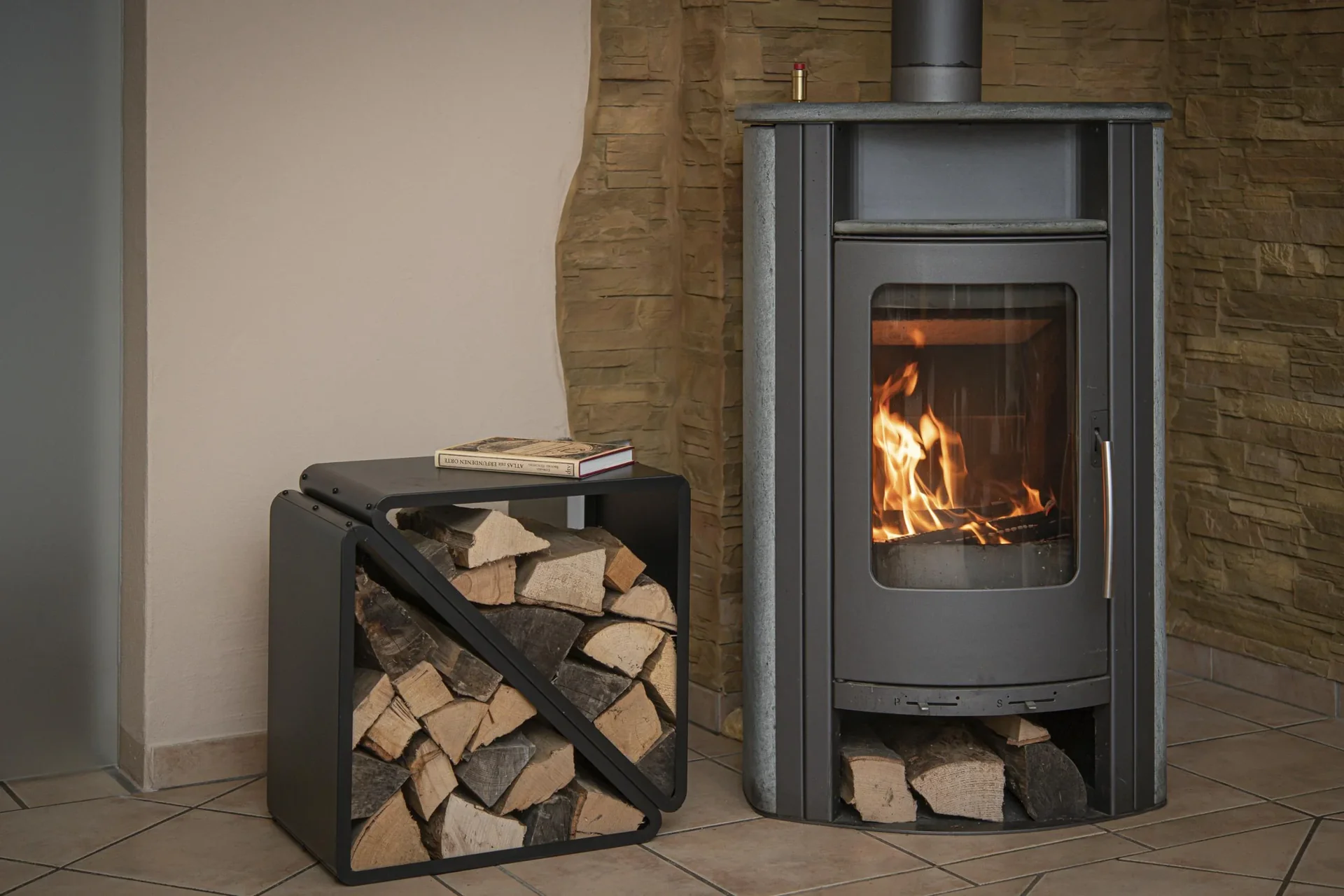 Kaminholzregal Kaminholzregal 57x35,5x56 cm Schwarz - 7