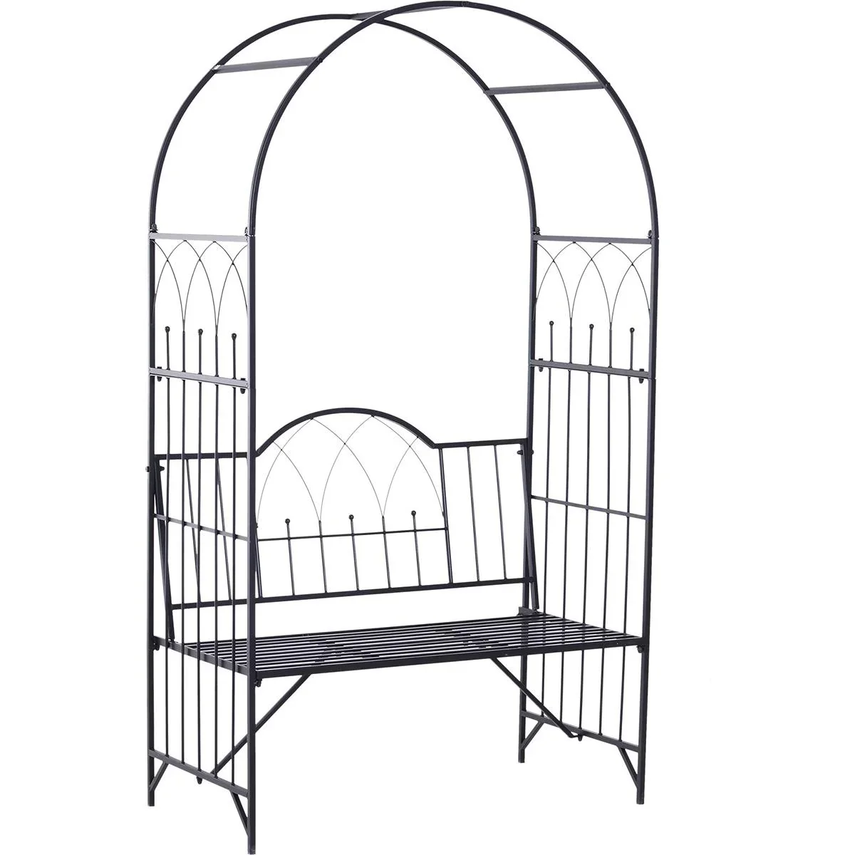 Bank mit Rosenbogen schwarz - 1