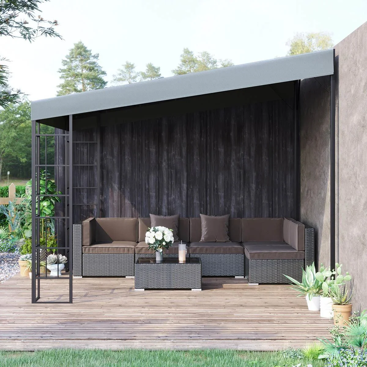 Pavillon 4 x 3 m Partyzelt Stahl Polyester Grau - 4