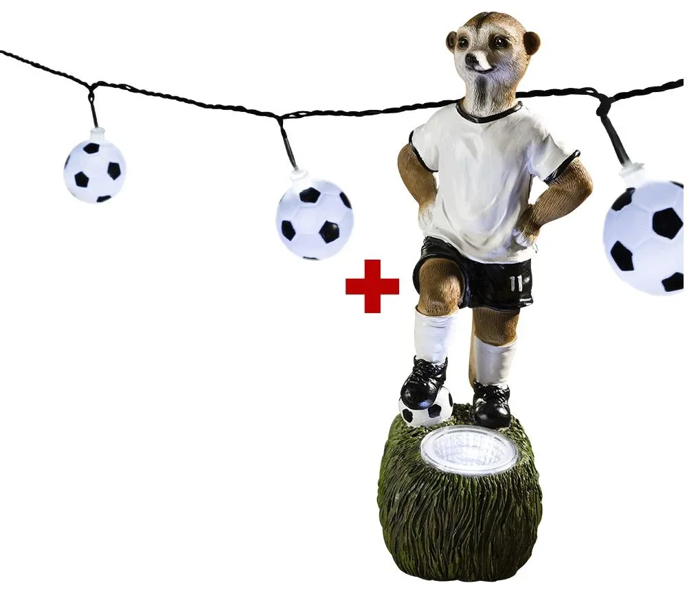 Solar Erdmännchen Figur "Miro" und LED Lichterkette mit 50 Fußbällen - 6