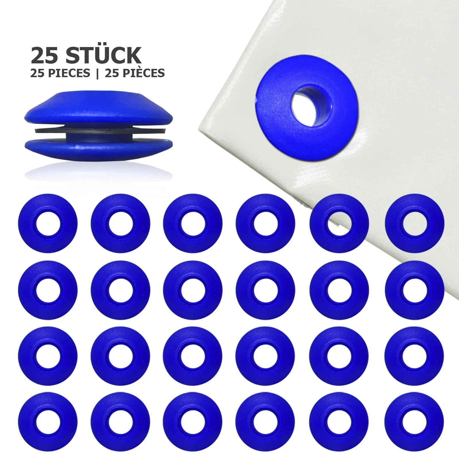 Planenösen, Kunststoff, Blau, 25 Stück - 1