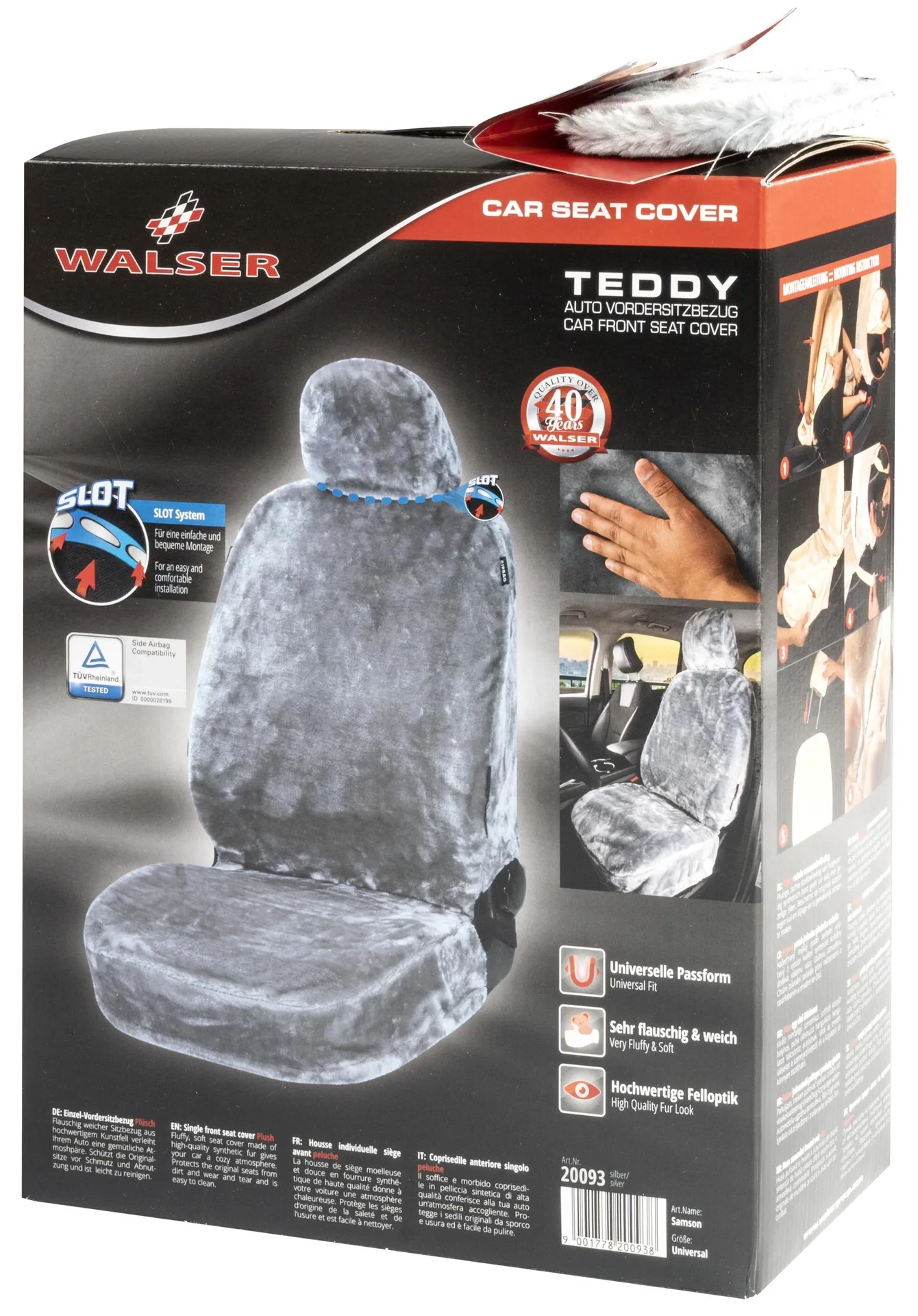 Autositzbezug "Teddy" - Kunstfell - silber - 4