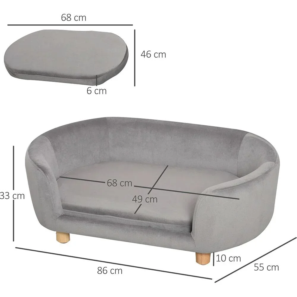 Haustiersofa für Hunde und Katzen hellgrau - 0