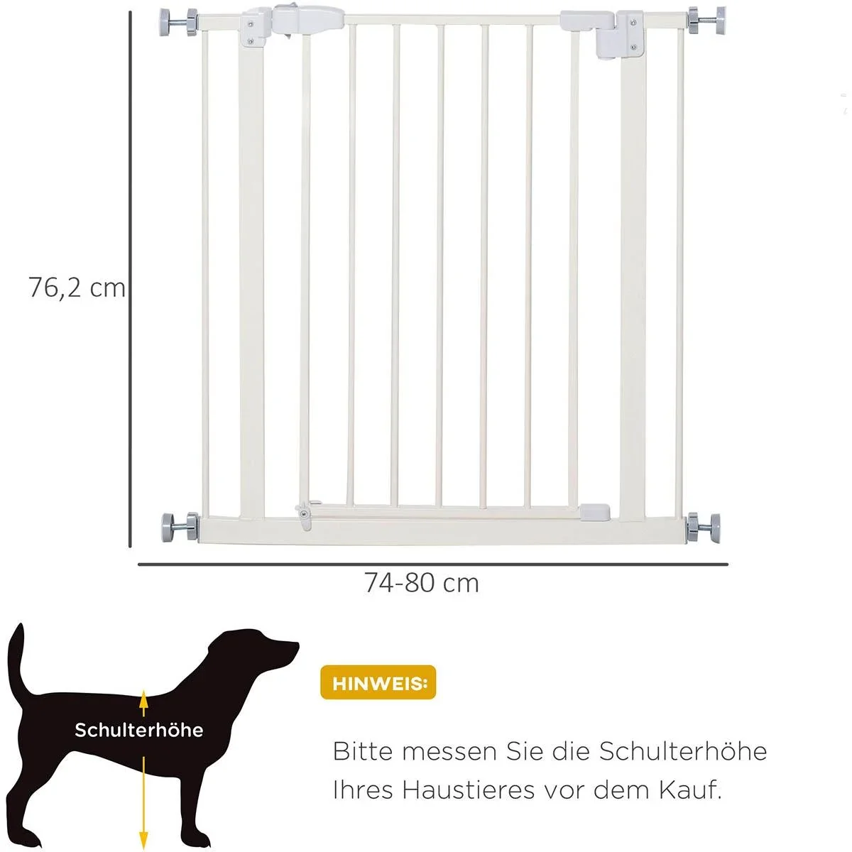 Türschutzgitter ohne bohren 74-80 cm einstellbar Treppenschutzgitter Absperrgitter mit Doppelter Verschluss Hunde Absper - 0