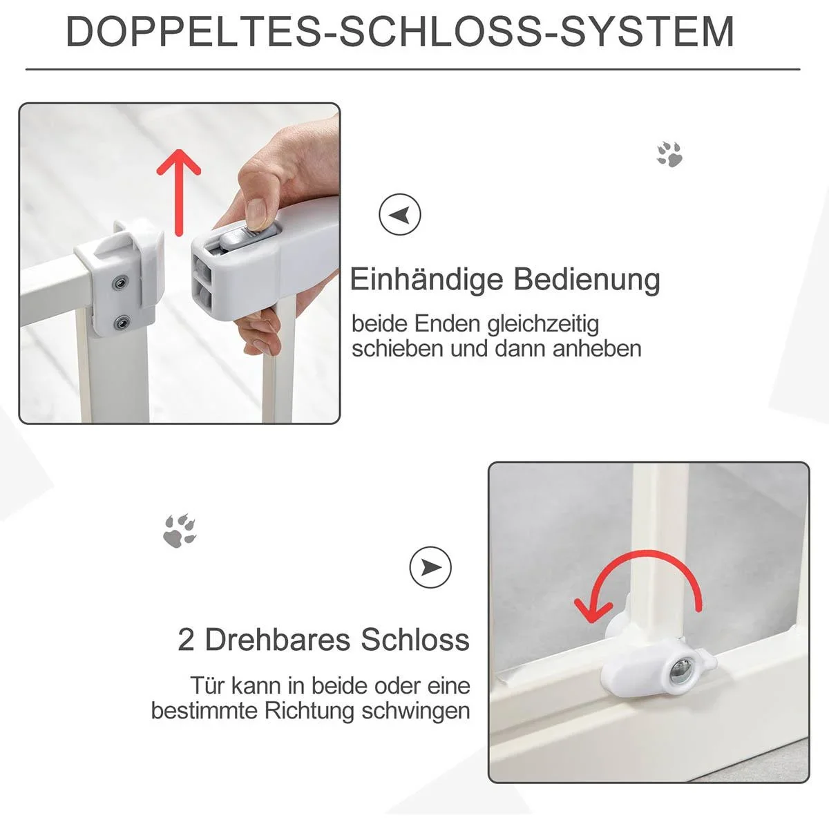 Türschutzgitter ohne bohren 74-80 cm einstellbar Treppenschutzgitter Absperrgitter mit Doppelter Verschluss Hunde Absper - 2