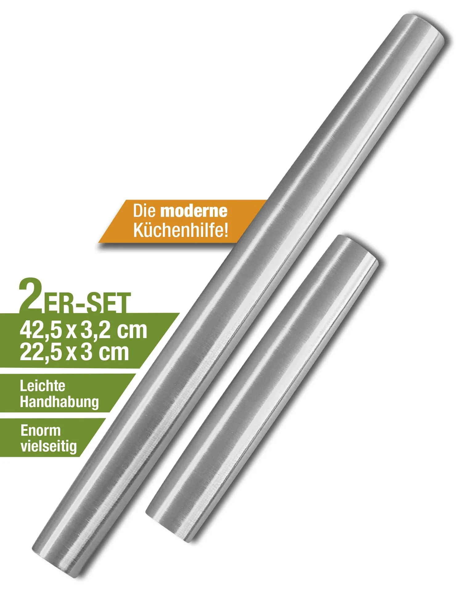 Edelstahl-Teigrollen, 2er-Set - 6