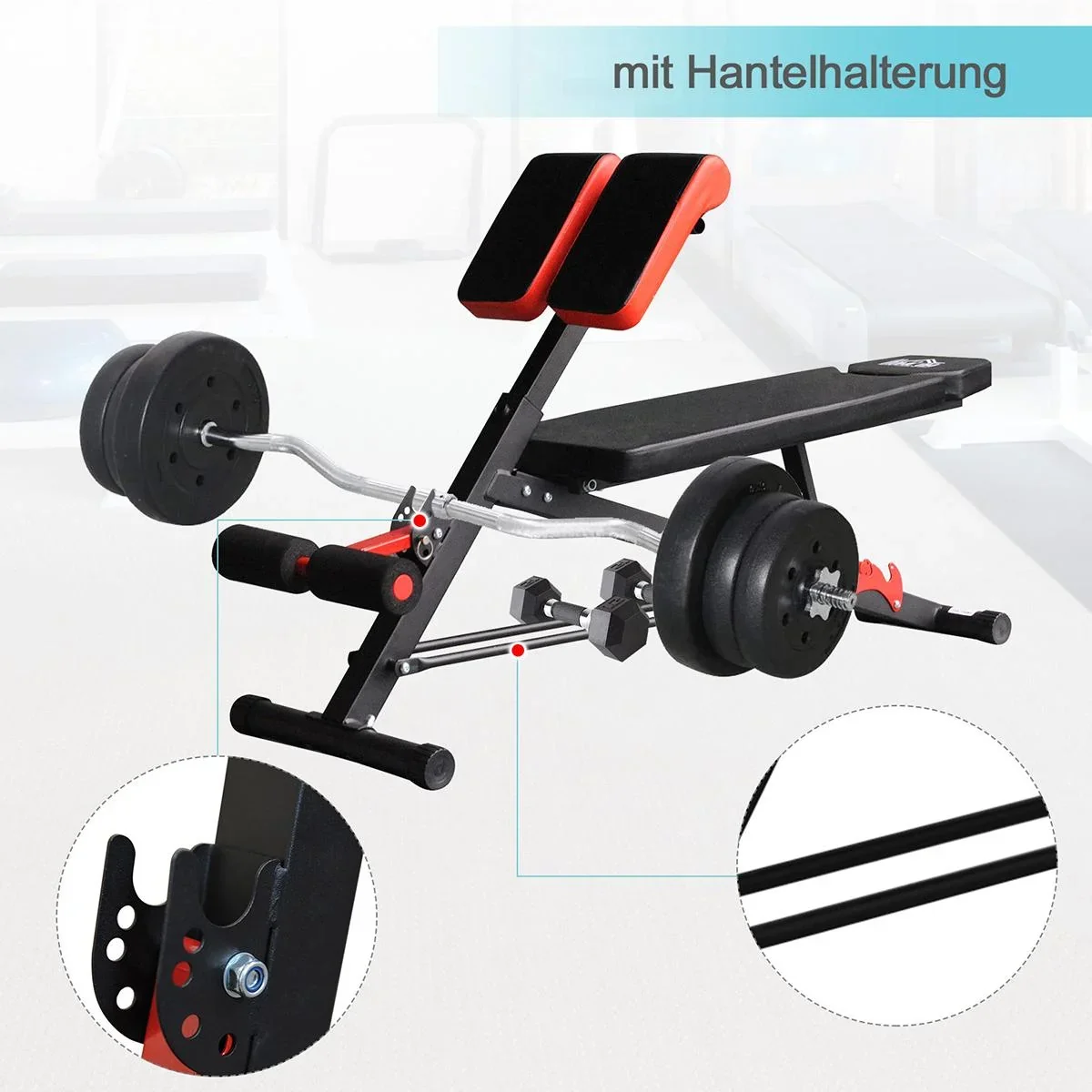 Multifunktionale Trainingsbank schwarz/rot - 5