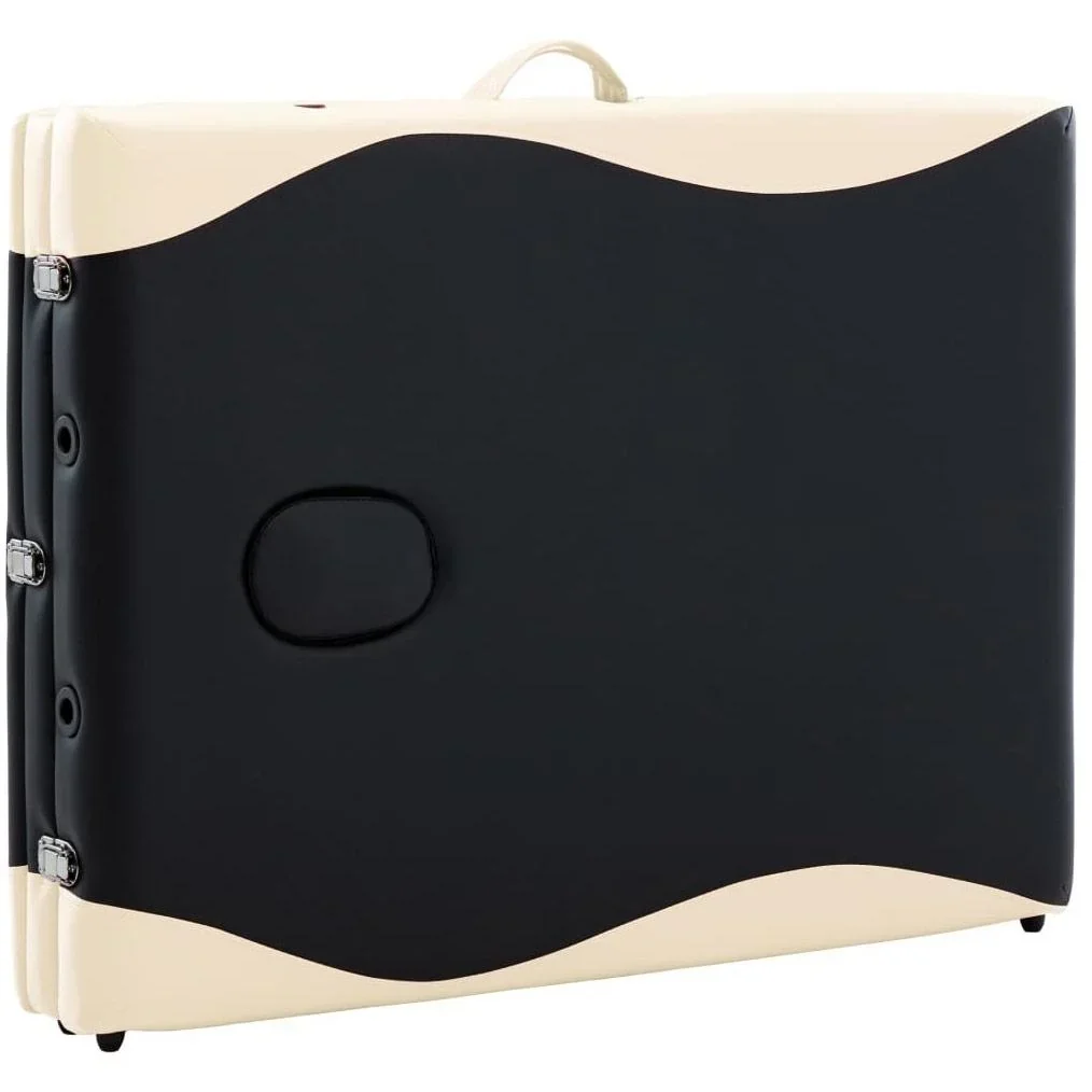 Klappbarer Massagetisch 3 Zonen Holz schwarz und beige - 0