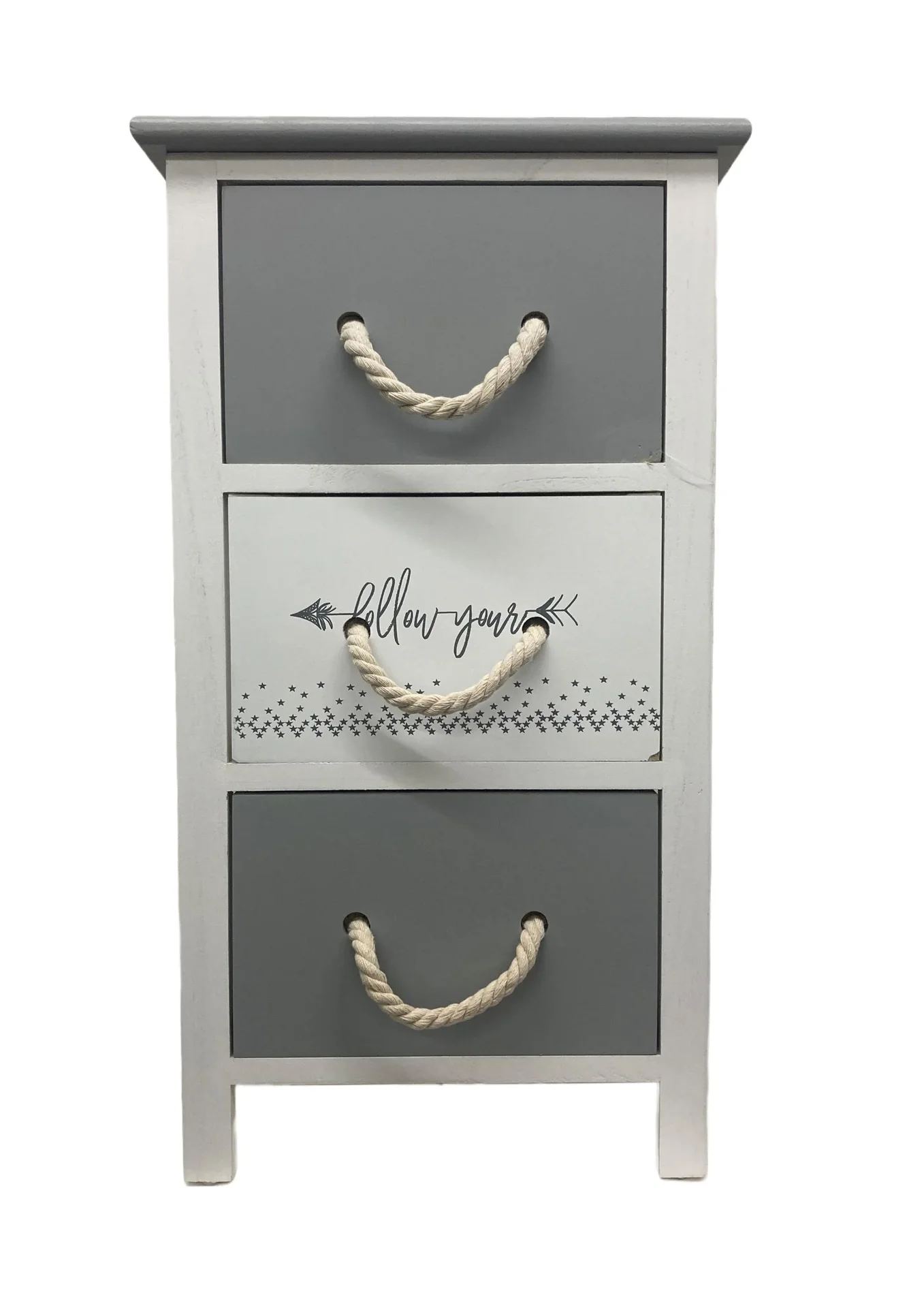 Kommode aus Holz mit 3 Schubladen weiß / grau - 1