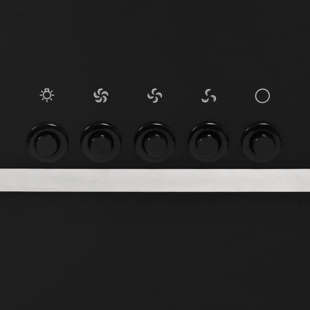 Wandhaube 90 cm aus Edelstahl und gehärtetem Glas schwarz - 0