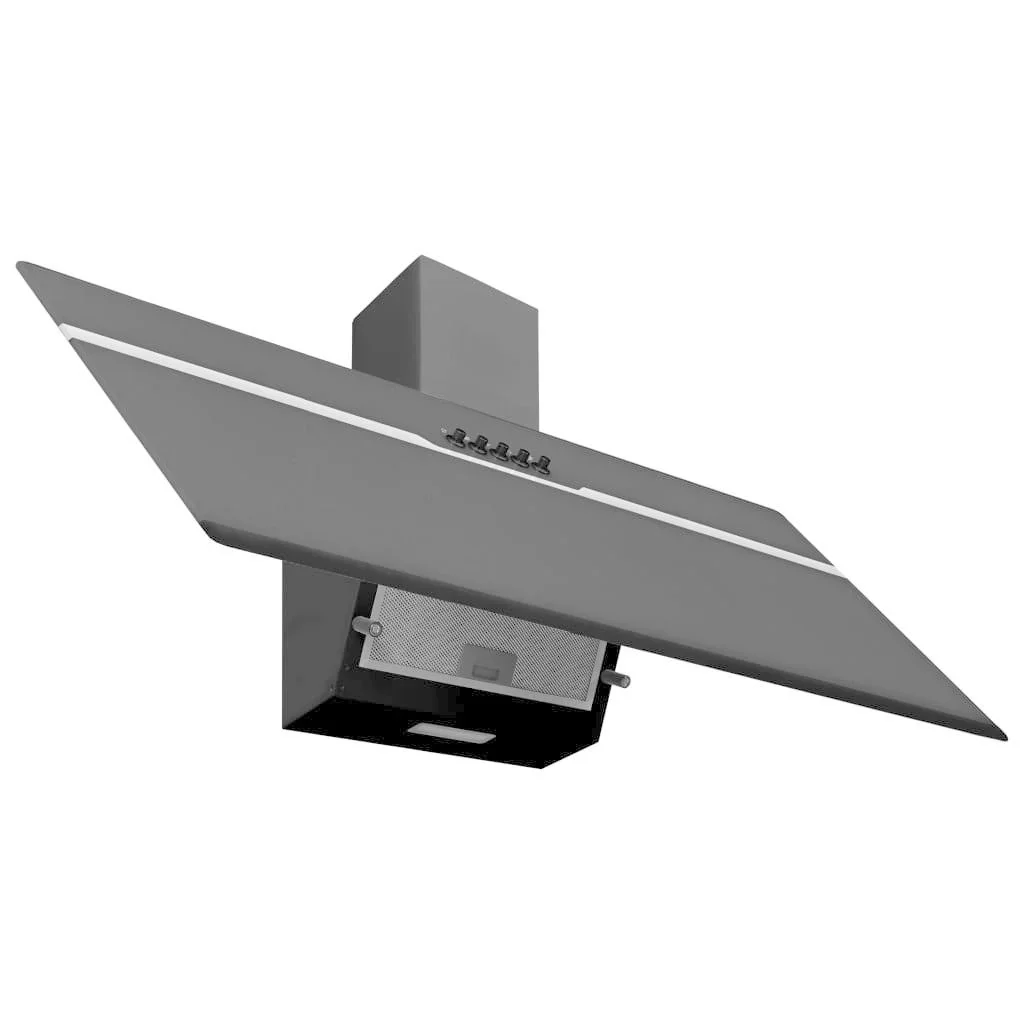 Wandhaube 90 cm aus Edelstahl und gehärtetem Glas schwarz - 1