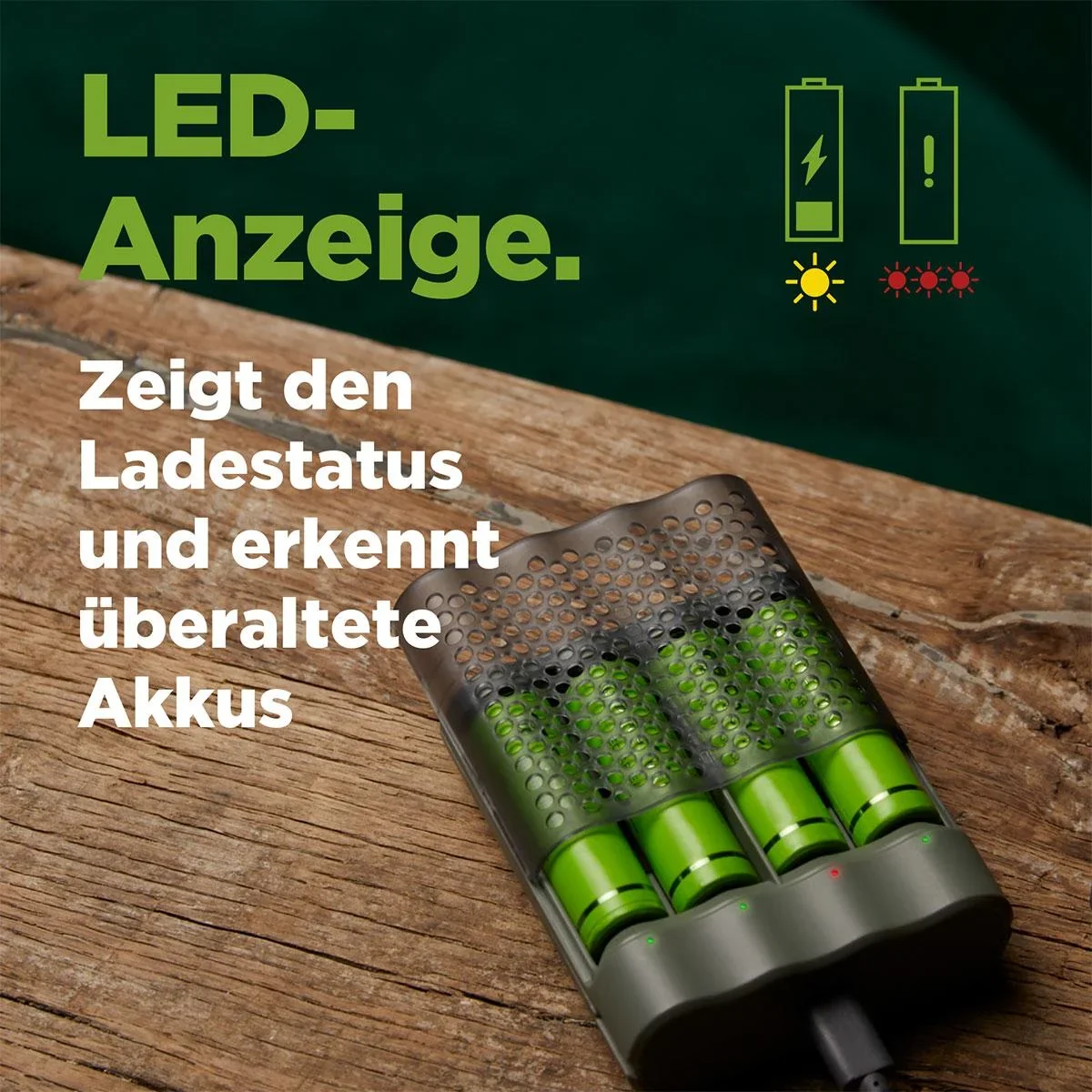 USB Schnellladeadegerät für 4 AA / AAA NiMH Akkus inklusive 4 Stück ReCyko Mignon (AA) NiMH Akkus mit 2600 mAh - 3