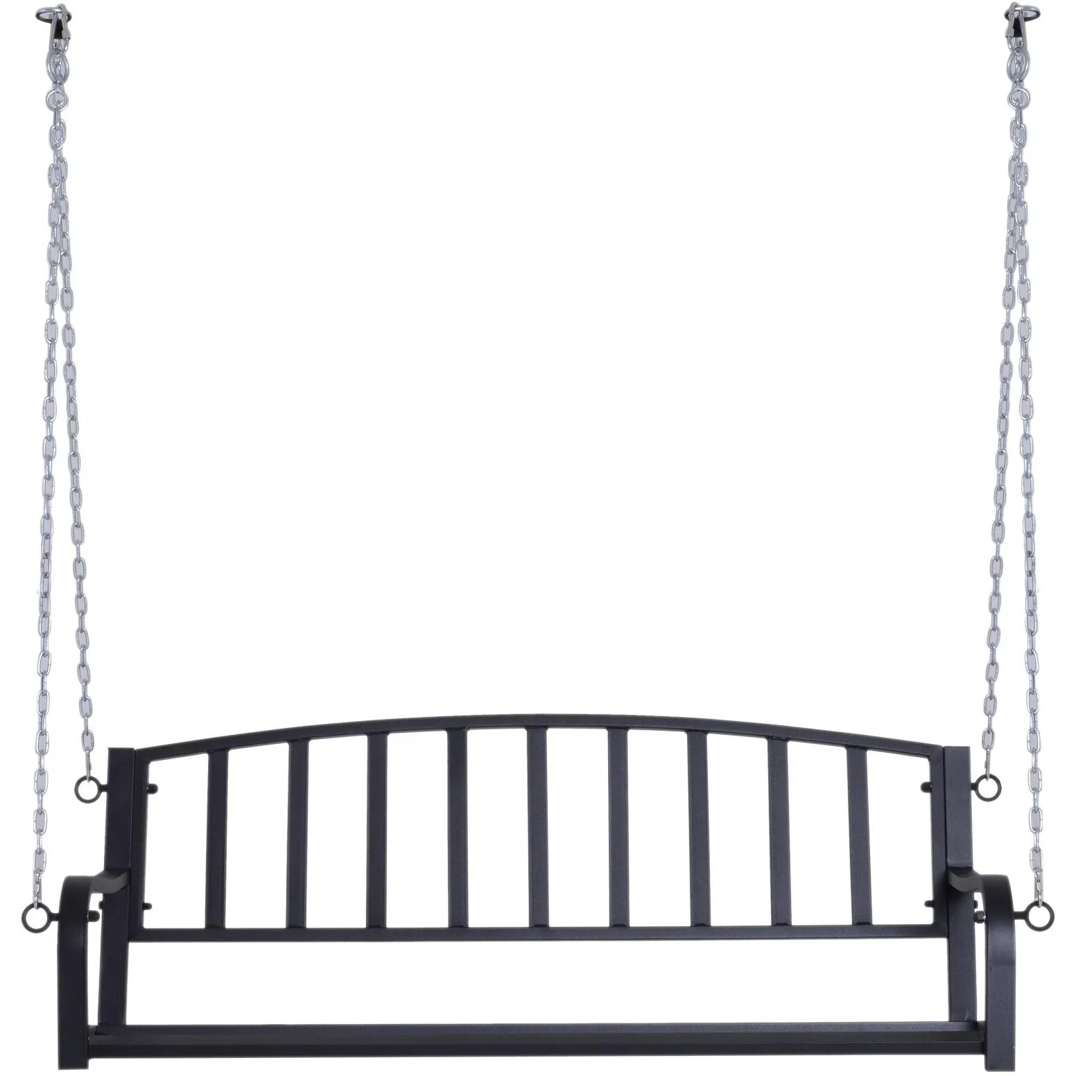 Hängebank 2-Sitzer Gartenschaukel Schaukelbank Schwebebank mit Ketten Metall Schwarz 128 x 63 x 47 cm - 1