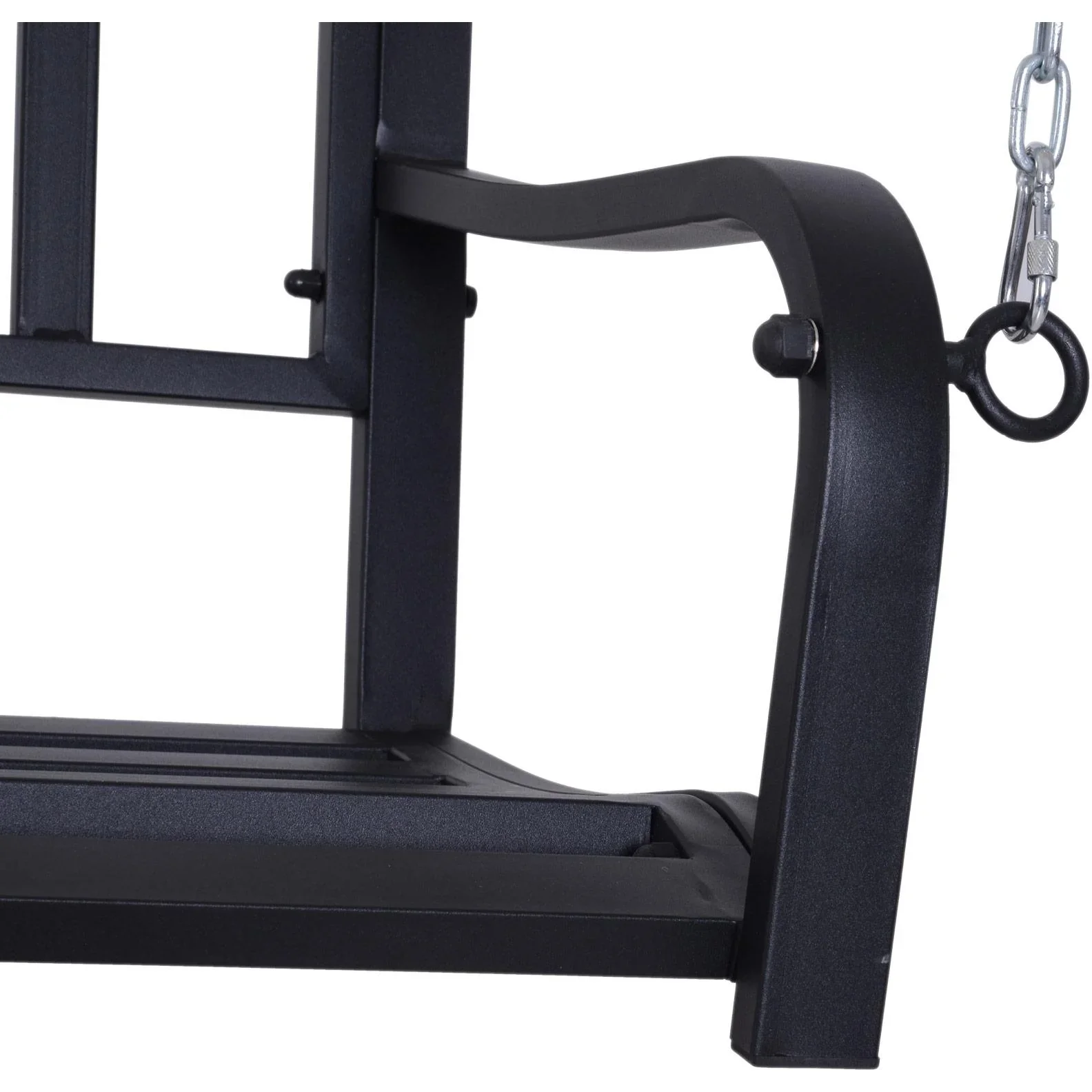 Hängebank 2-Sitzer Gartenschaukel Schaukelbank Schwebebank mit Ketten Metall Schwarz 128 x 63 x 47 cm - 5