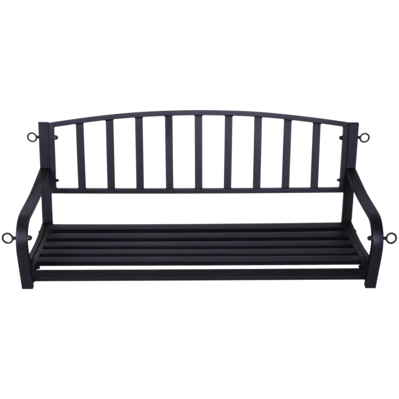 Hängebank 2-Sitzer Gartenschaukel Schaukelbank Schwebebank mit Ketten Metall Schwarz 128 x 63 x 47 cm - 6