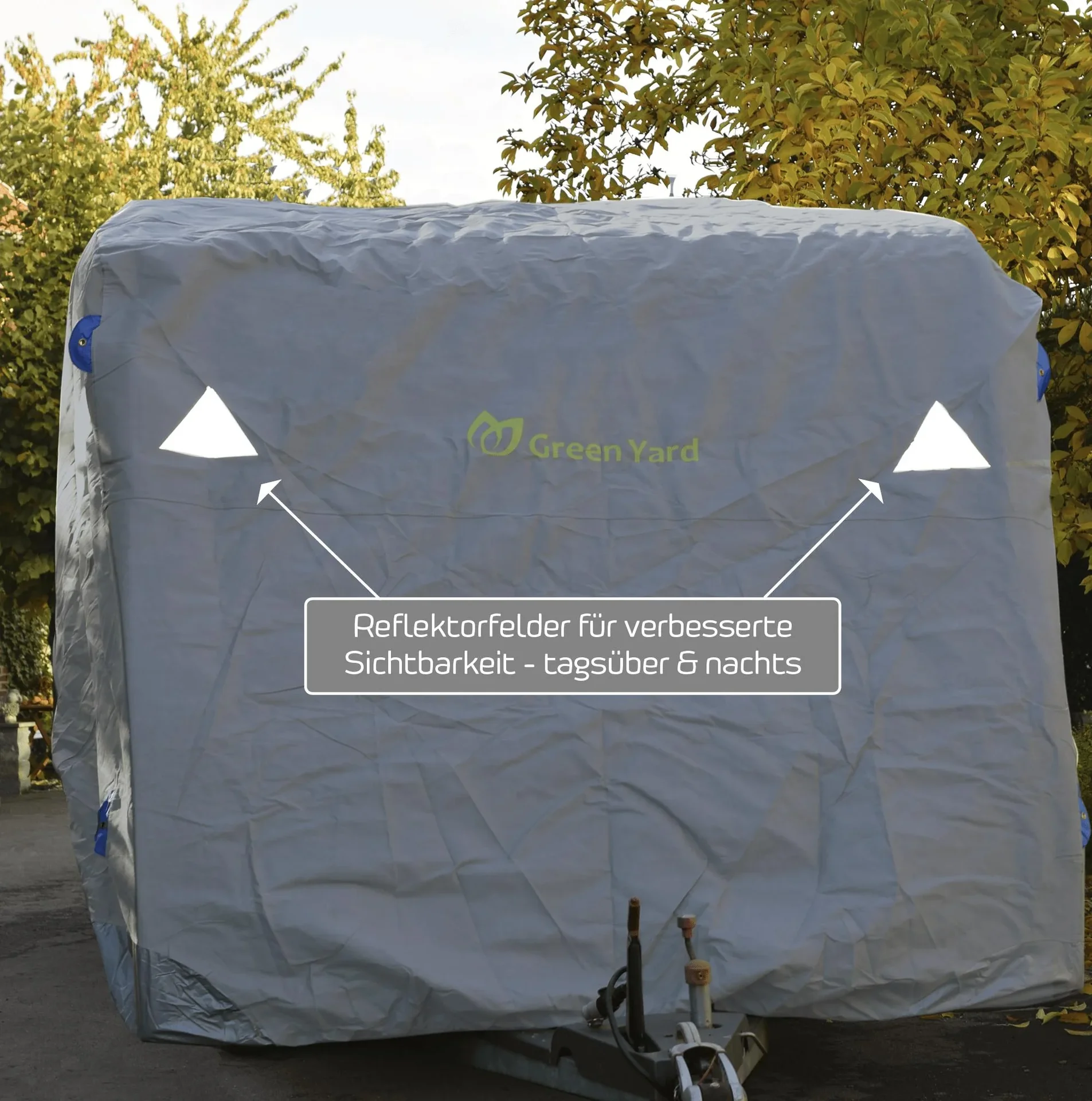 Wohnwagenabdeckplane mit Reflektoren XXL, 730 x 250 x 220 cm - 4